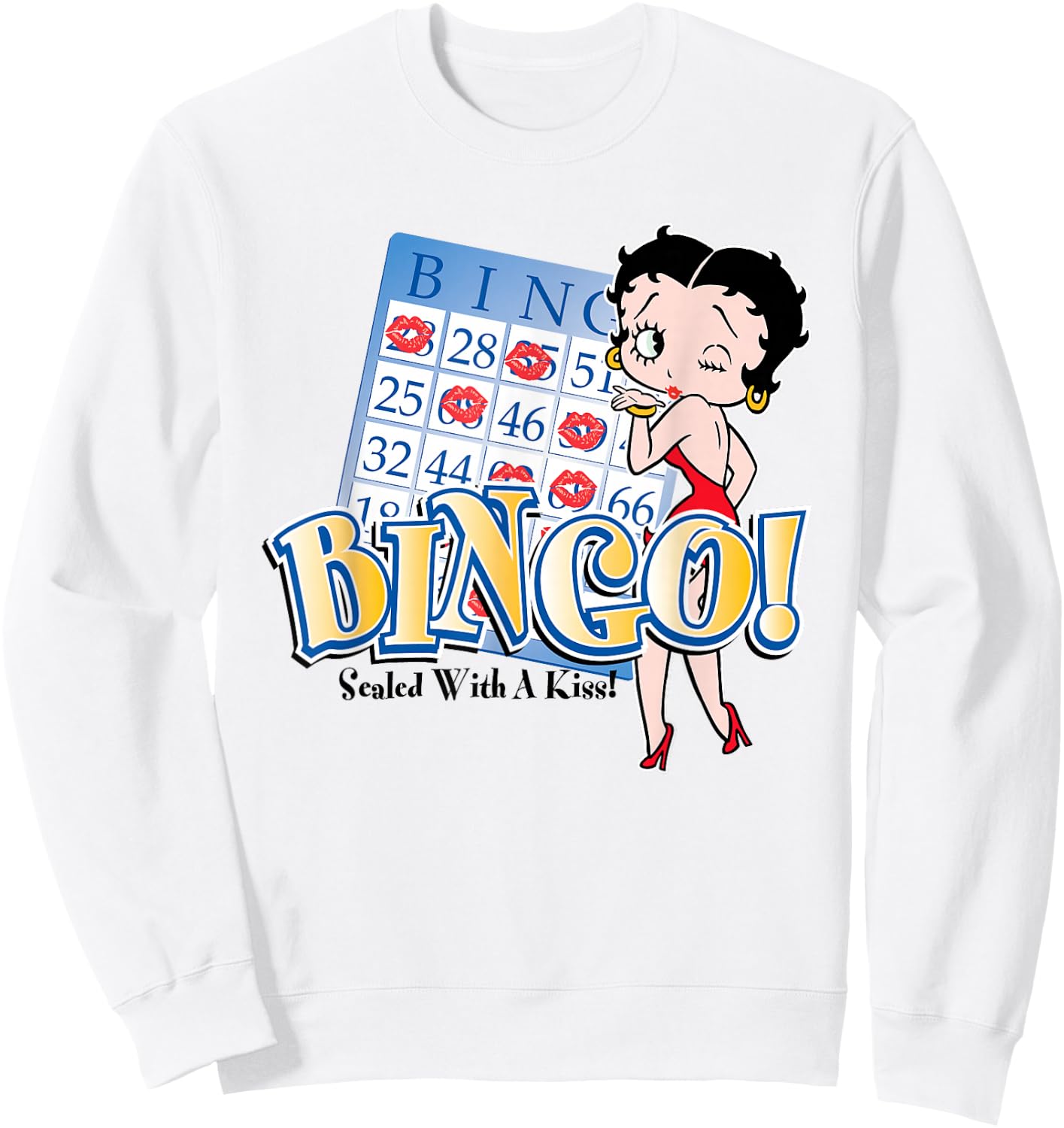 Betty Boop Bingo Sealed With A Kiss! Sweatshirt - Sweatshirt | White