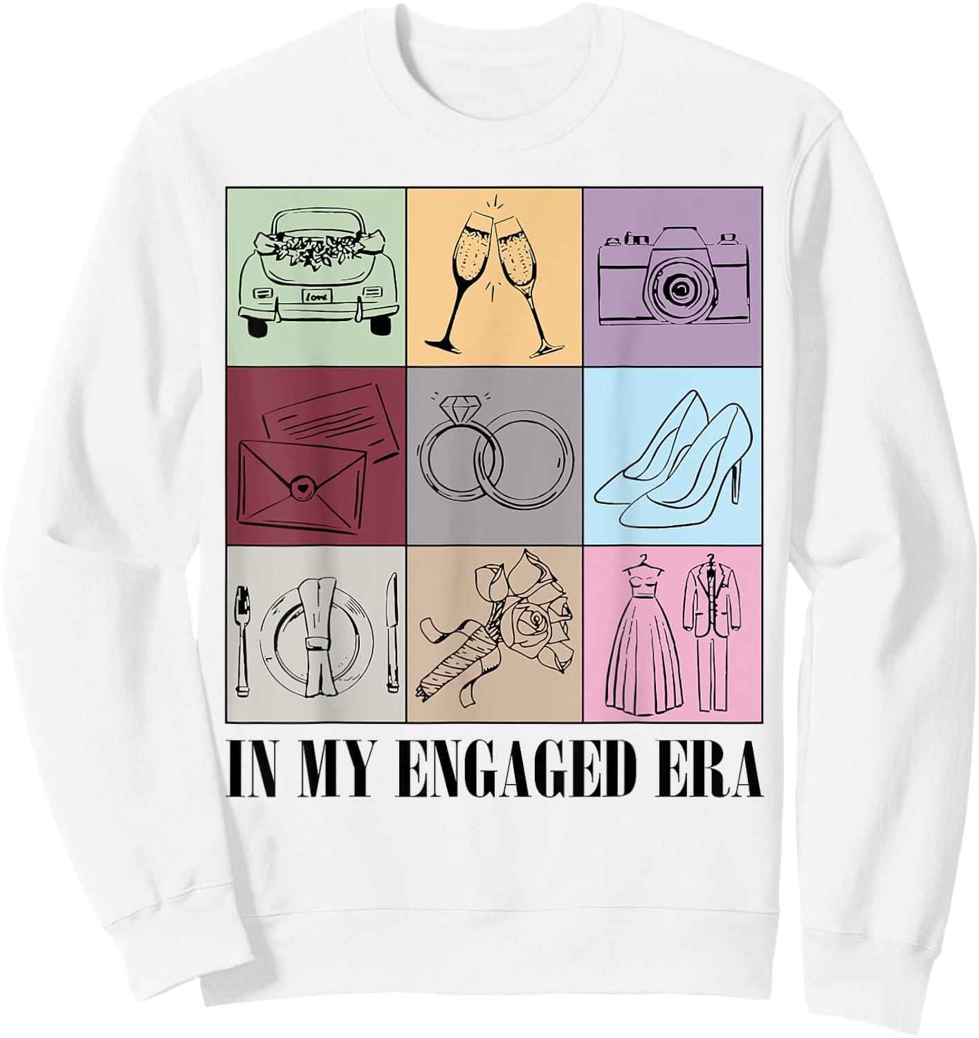 In My Engaged Era Retro Bride Wedding Engagement Party Sweatshirt - Sweatshirt | White