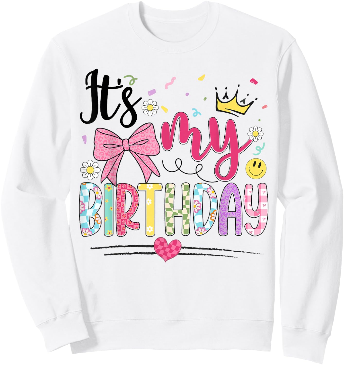 It's My Birthday Coquette Bow Flower Birthday Women Girl Kid Sweatshirt - Sweatshirt | White
