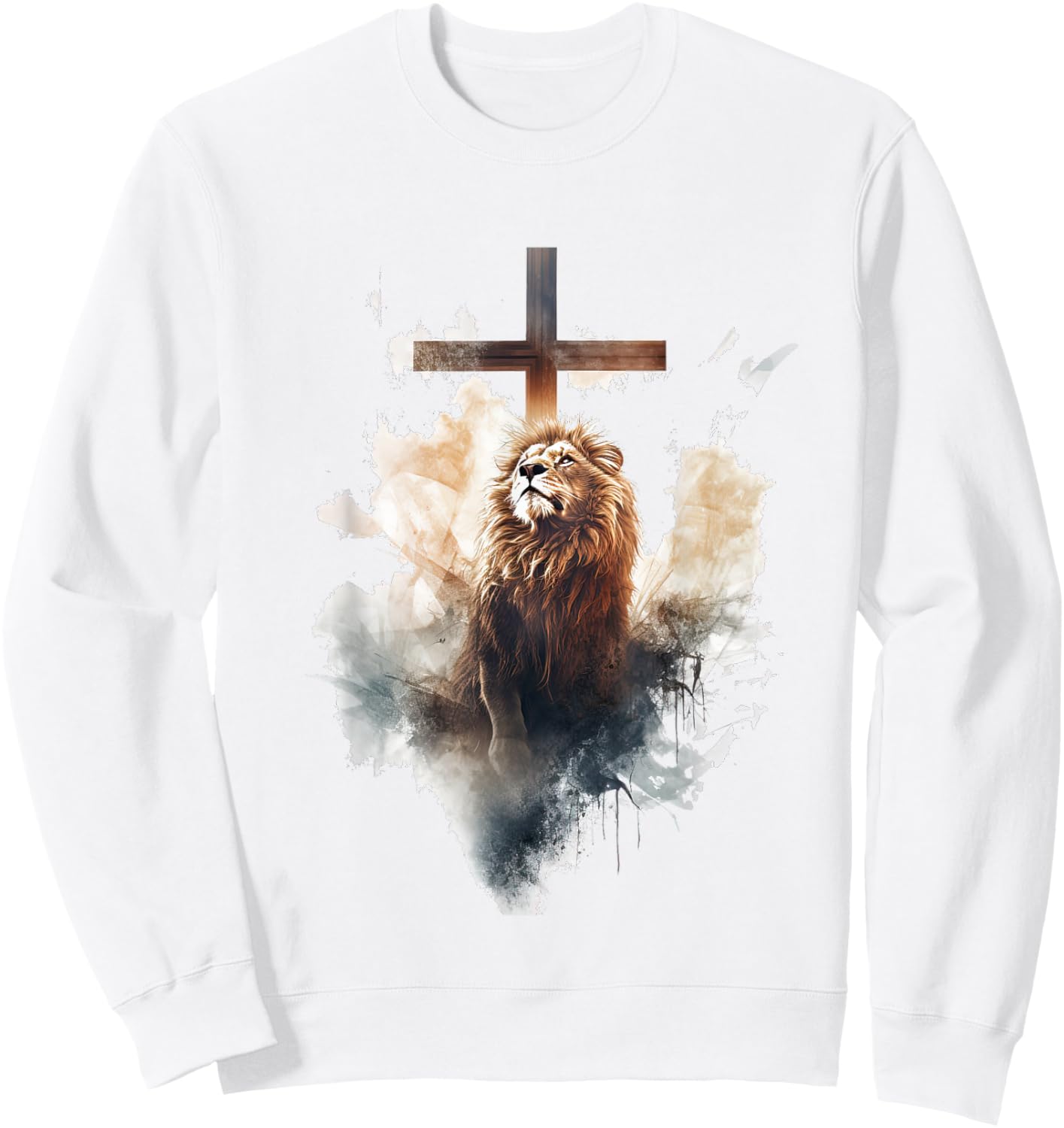 Yeshua Lion of Judah Christian Faith Gift , White Sweatshirt - Sweatshirt | White