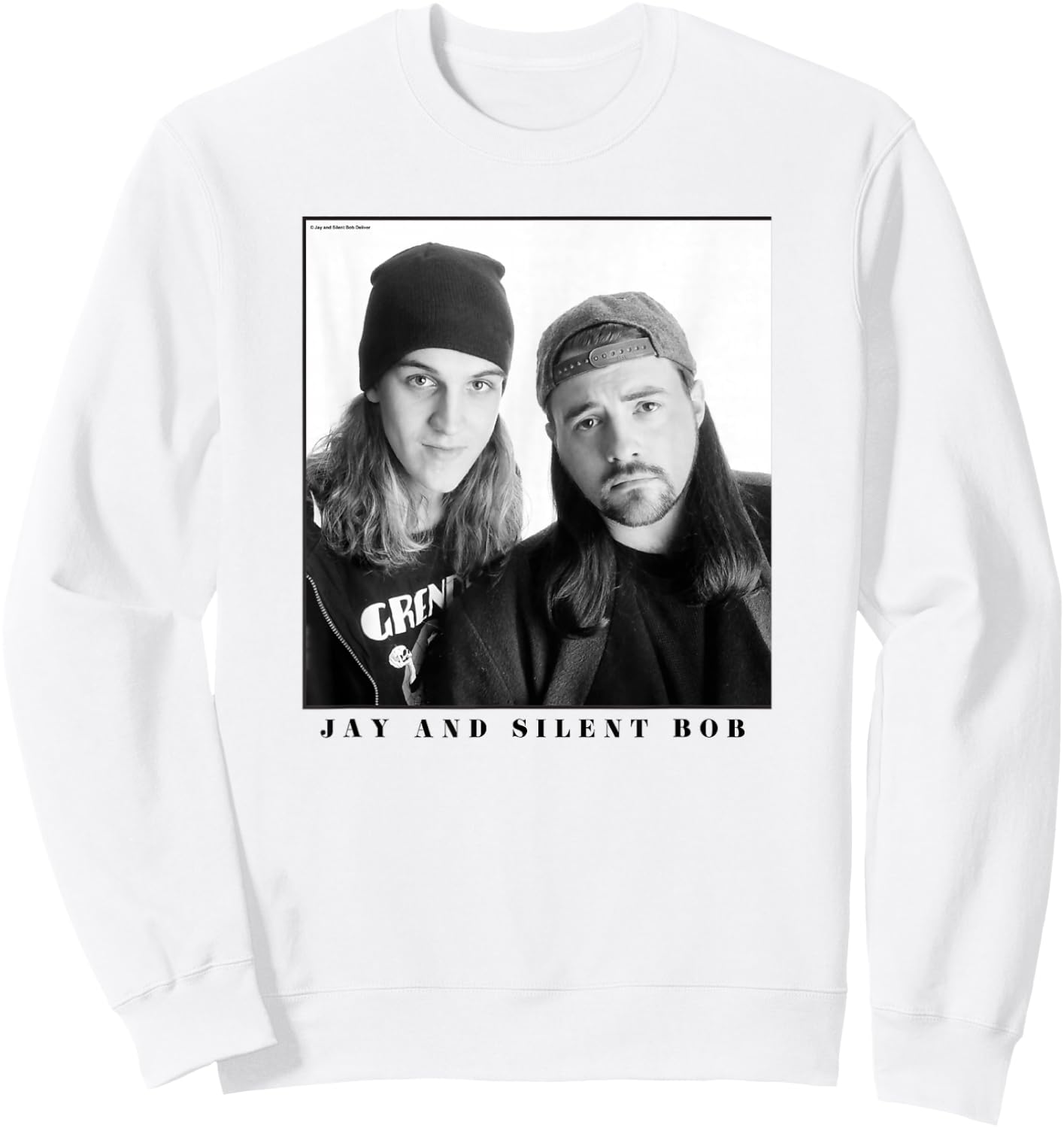 Jay & Silent Bob Boxed Up Simple Black & White Portrait Sweatshirt - Sweatshirt | White