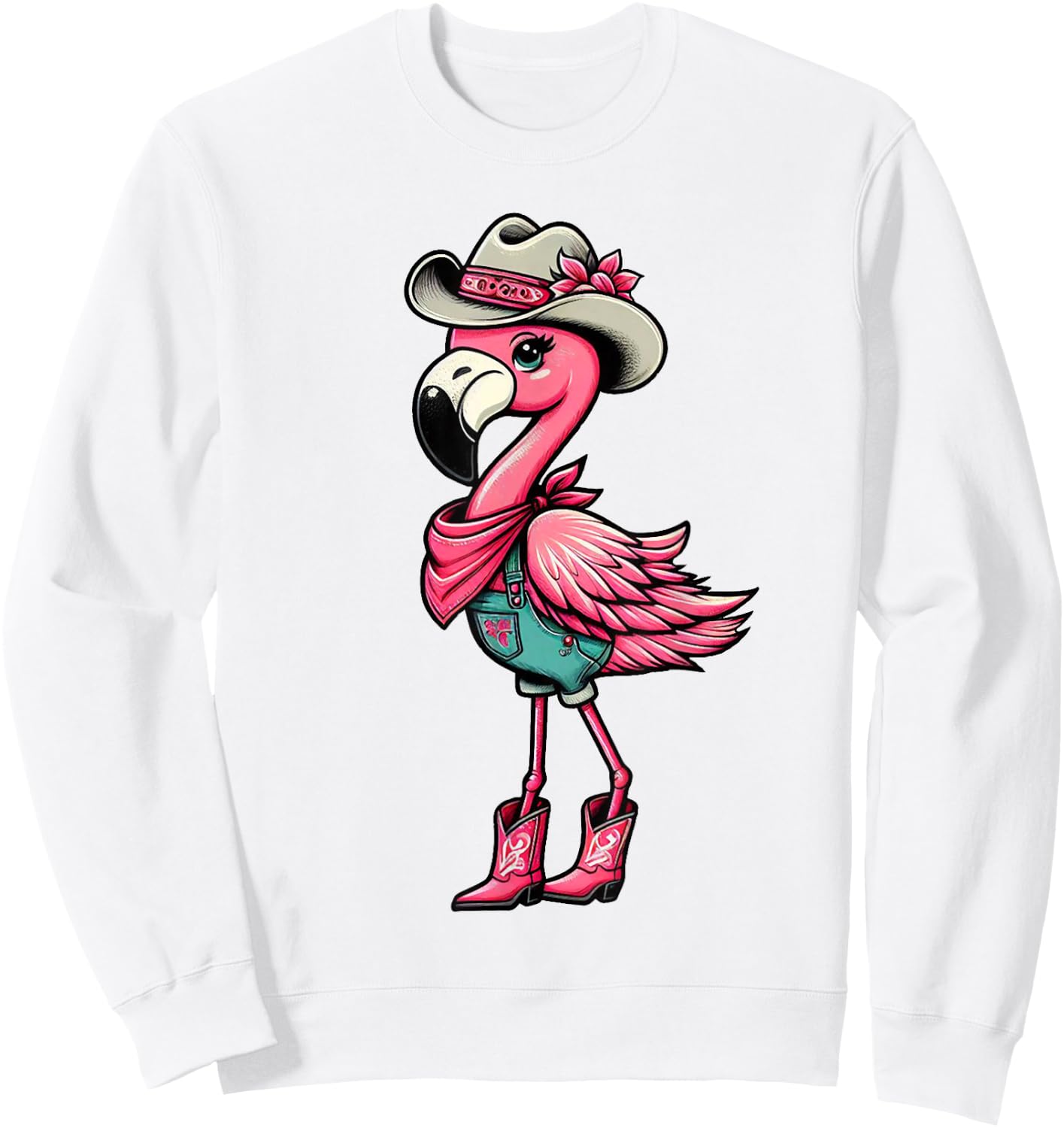 Flamingo Cowgirl Women Girl Cute Flamingo Tropical Birds Sweatshirt - Sweatshirt | White