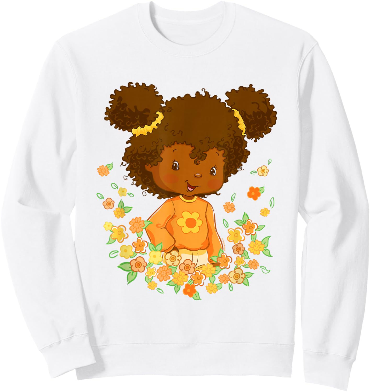 Strawberry Shortcake Orange Blossom Floral Big Chest Logo Sweatshirt - Sweatshirt | White