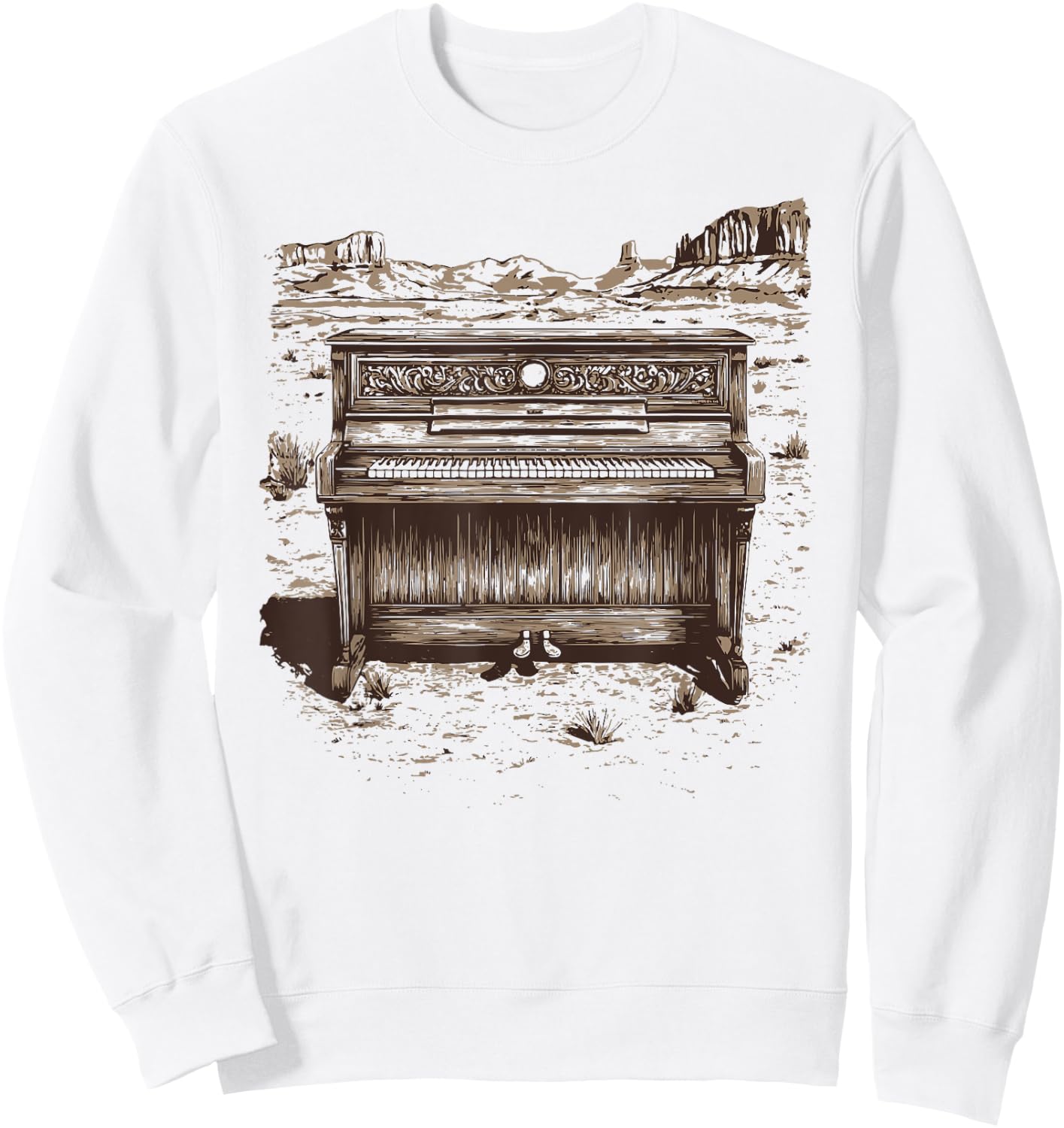 Vintage Western Piano Player - Piano Shirt - Piano Sweatshirt - Sweatshirt | White