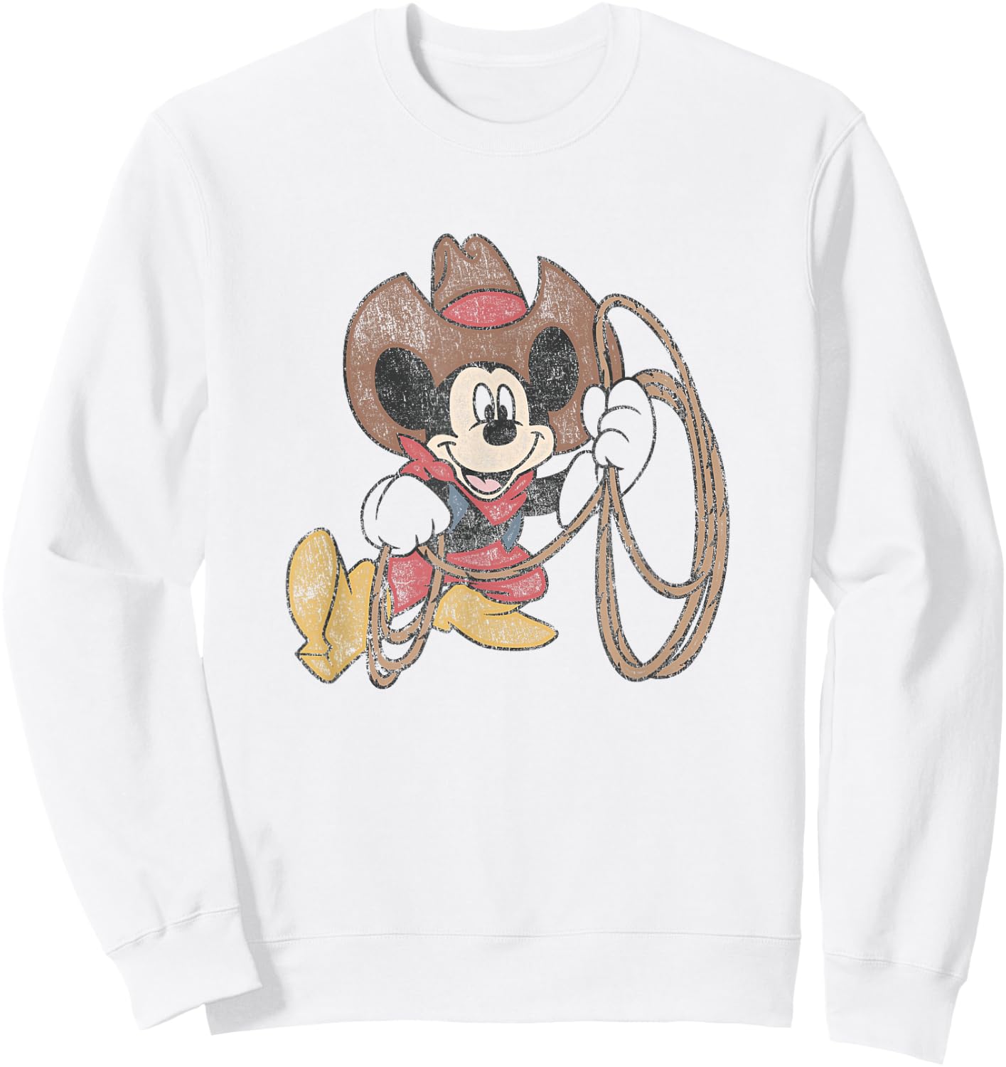 Disney Mickey And Friends Vintage Cowboy Western Mickey Sweatshirt - Sweatshirt | White
