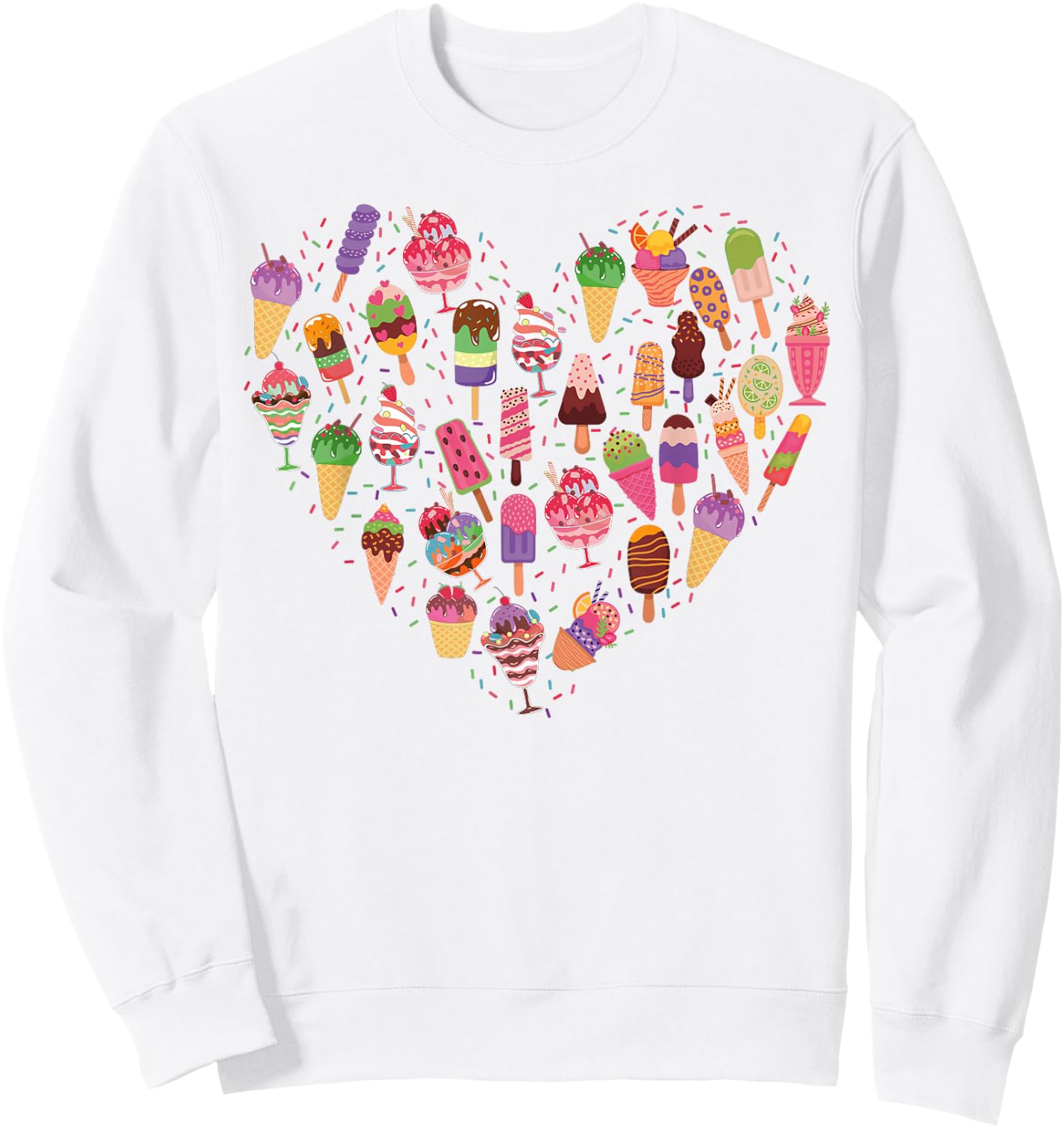 Ice Cream Heart Ice Lolly , White Sweatshirt - Sweatshirt | White