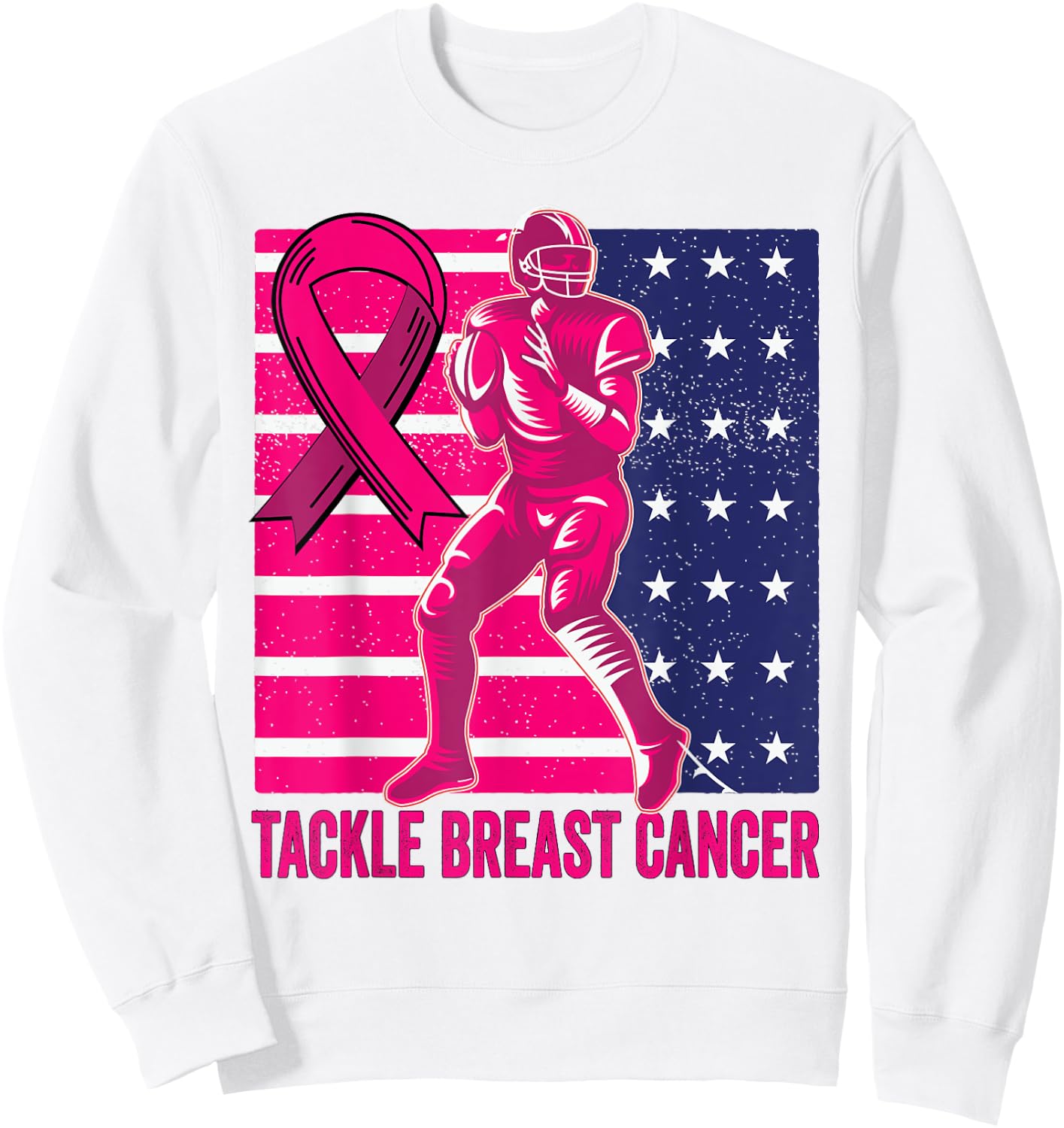 Tackle Breast Cancer Awareness Football Breast Cancer Sweatshirt - Sweatshirt | White
