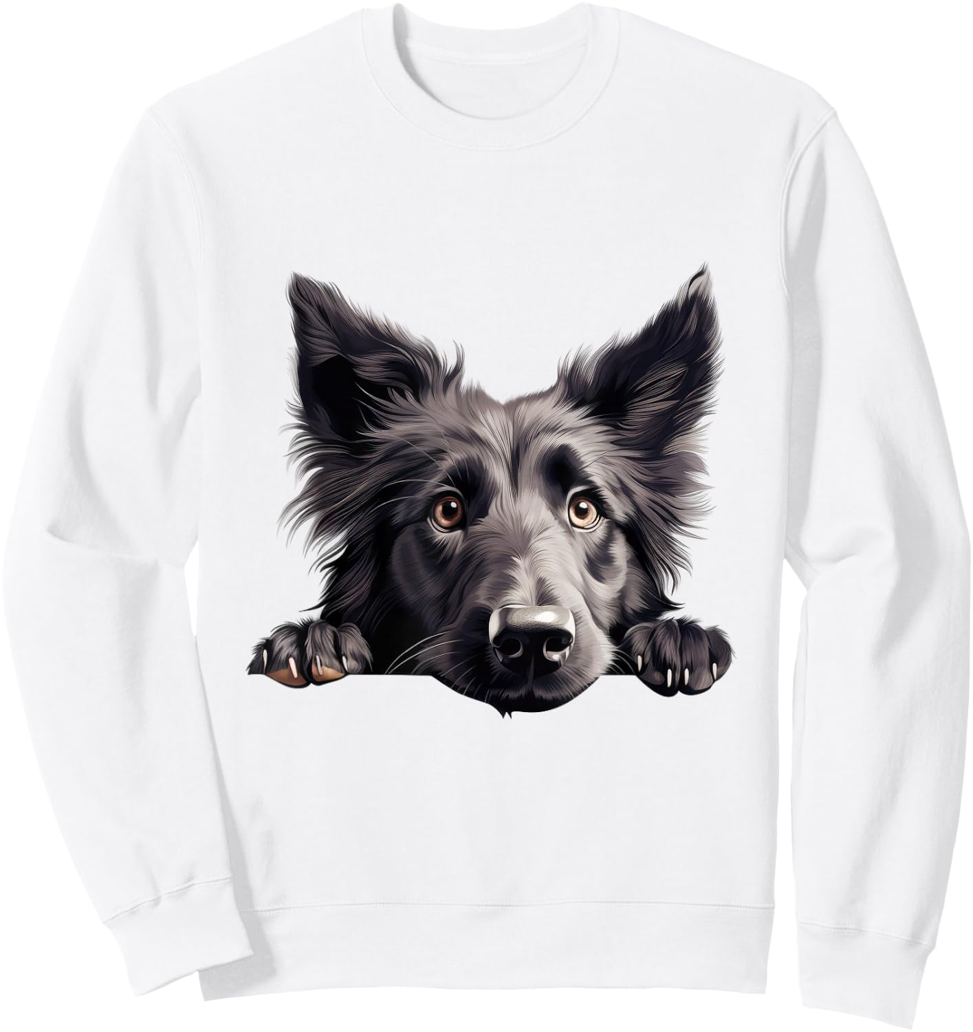 Dog Breed Puppy Belgian Sheepdog Looking for Cuddling Sweatshirt - Sweatshirt | White