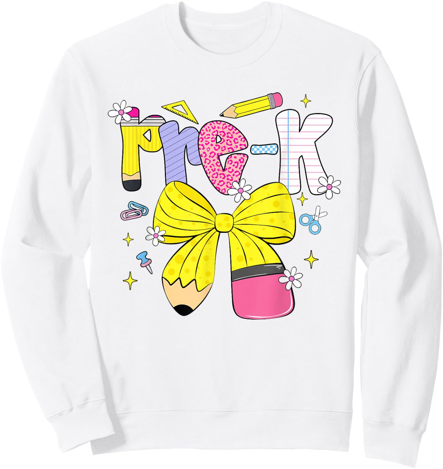 Preppy Pre-k Back to School Pencil Student Teacher Kid Sweatshirt - Sweatshirt | White