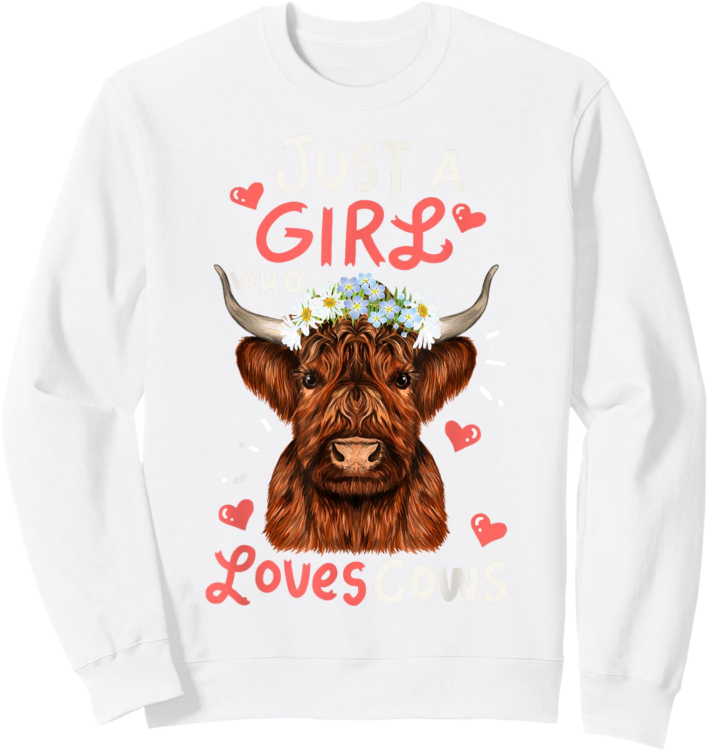 Just Girl Who Love Scottish Highland Cows-Shirt Kids Toddler Sweatshirt - Sweatshirt | White