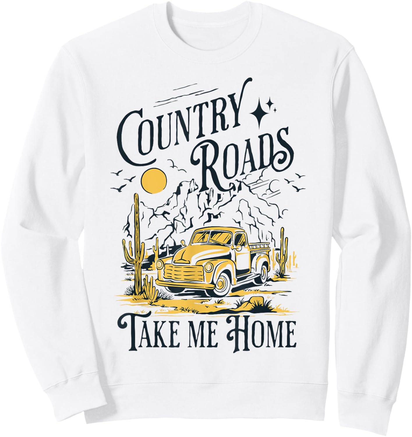 Country Roads Take Me Home Cowboy Western Virginia Retro Sweatshirt - Sweatshirt | White