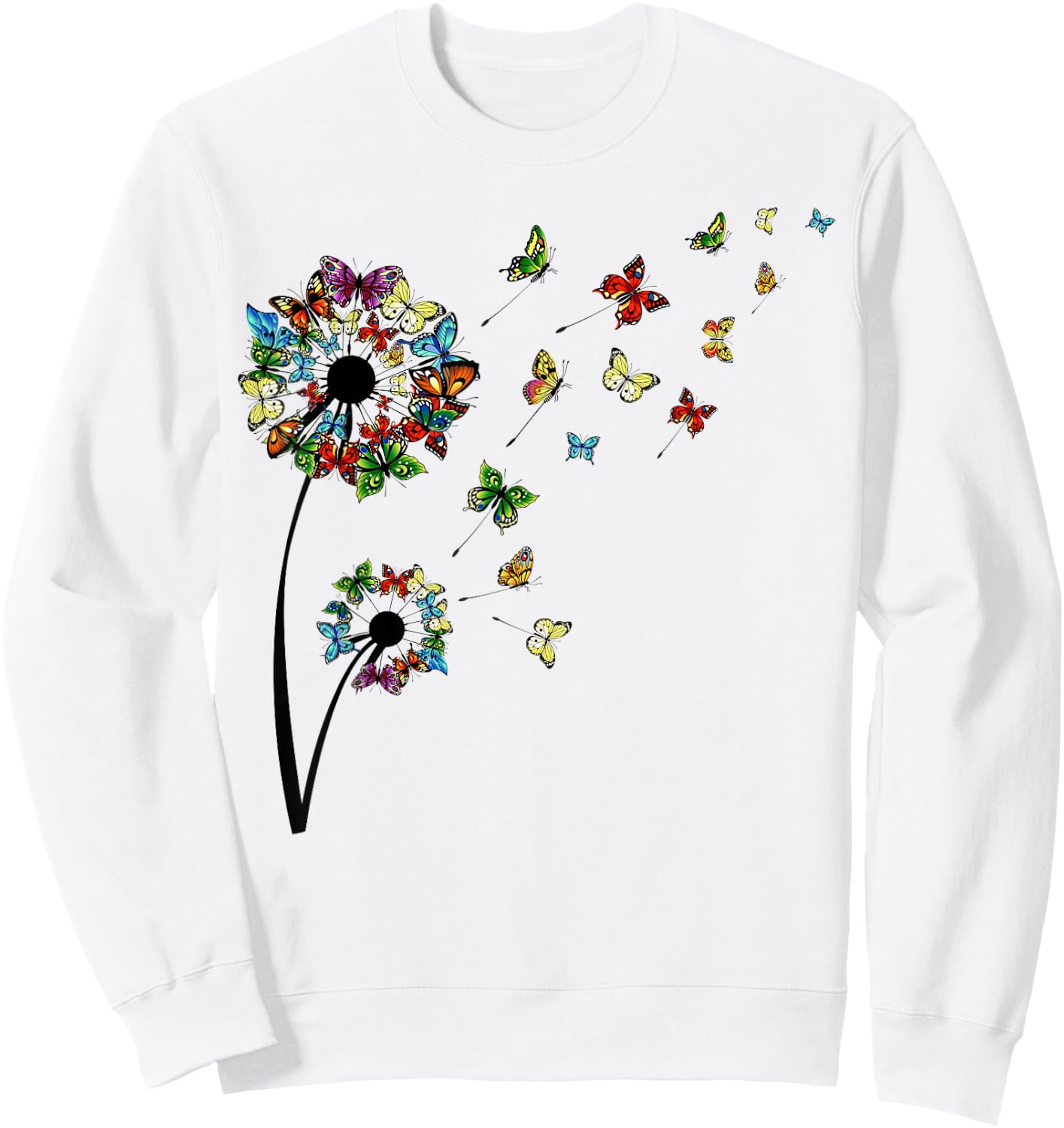 Dandelion Butterflies Shirt Cute Girls Butterfly Sweatshirt - Sweatshirt | White
