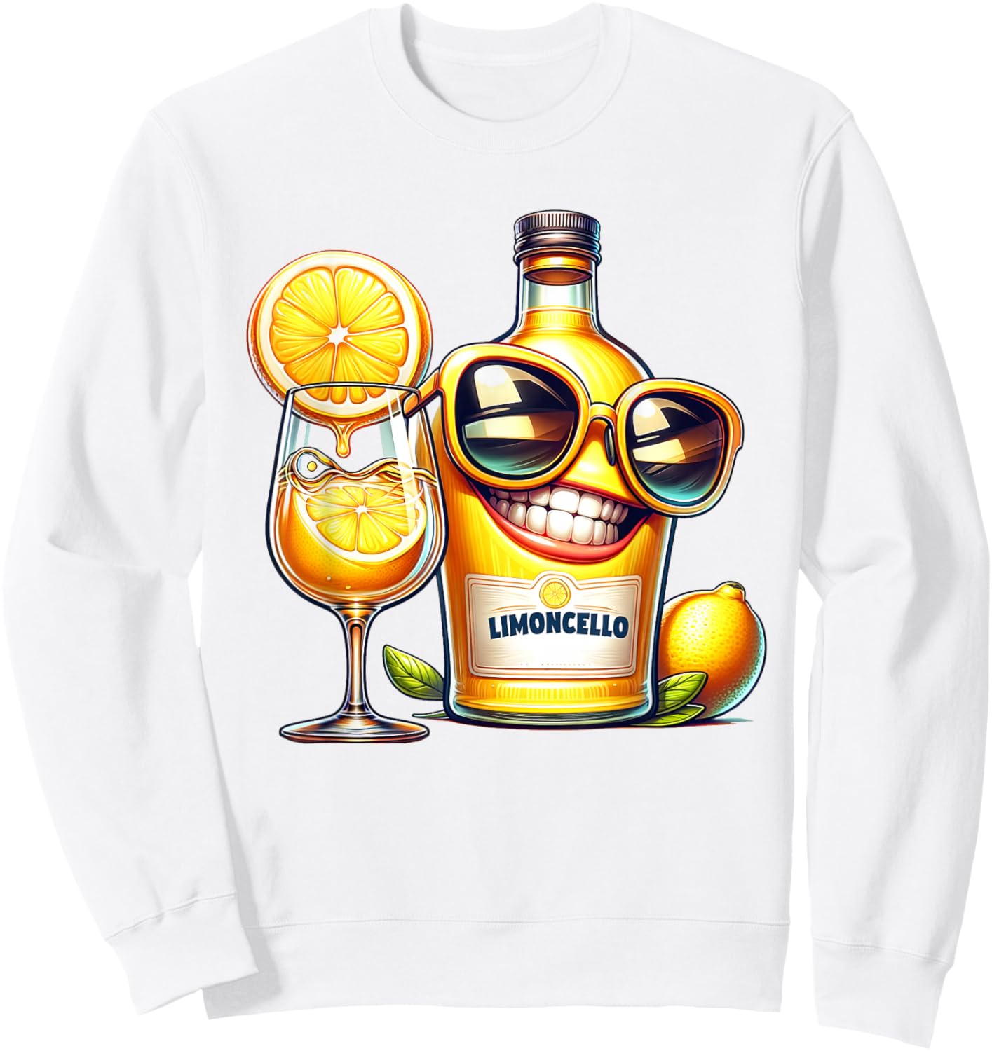 Limoncello Lemon Sunglasses Italia Drink , White Sweatshirt - Sweatshirt | White