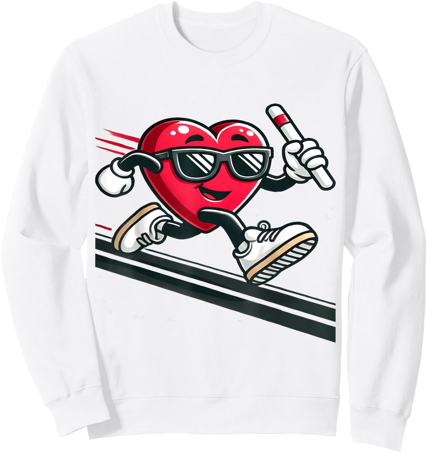Valentine’s Day Love Heart Running Relay Track Runner Sweatshirt - Sweatshirt | White