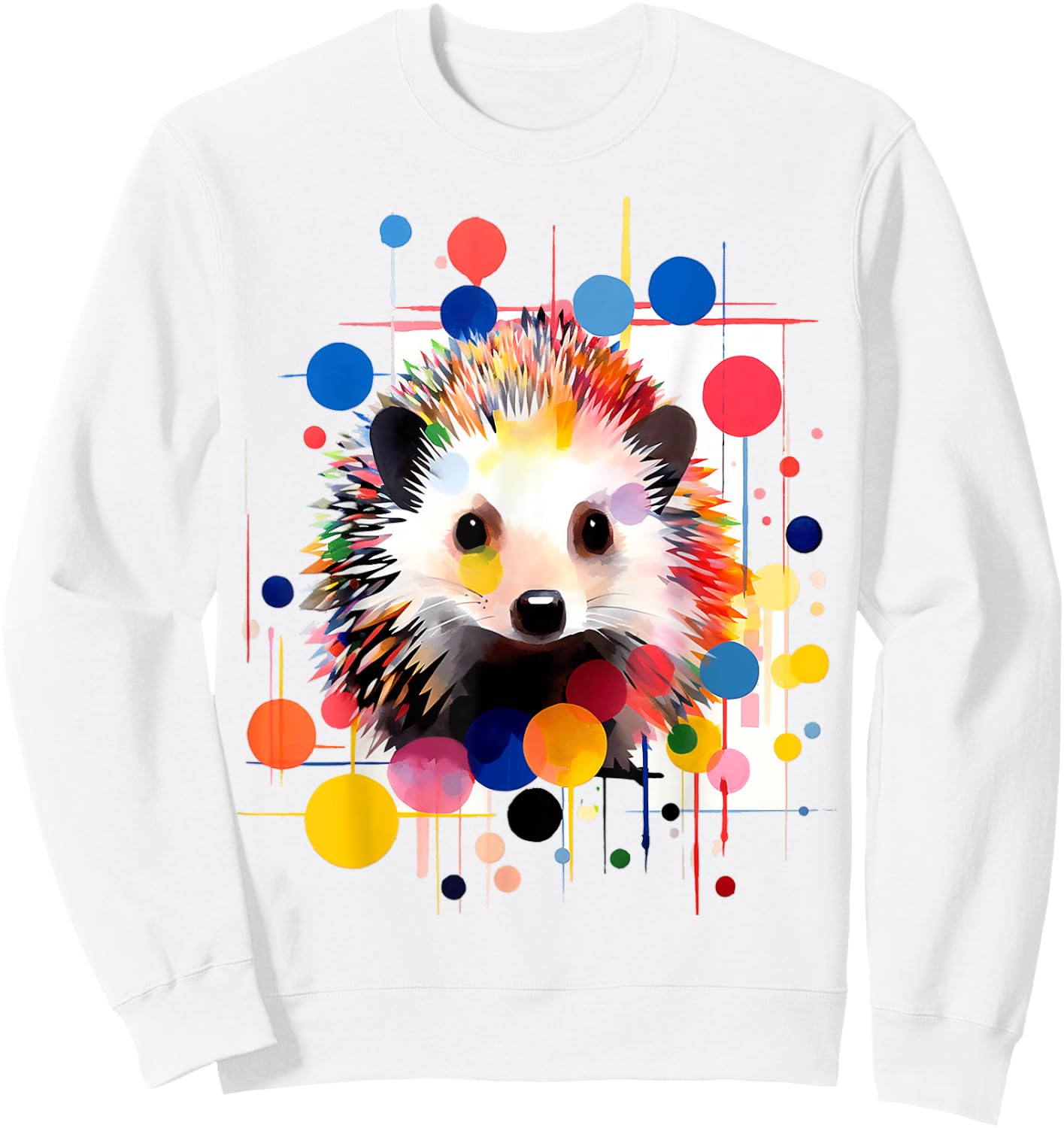 Hedgehog Colorful Art Abstract Animal Graphic Hedgehog Sweatshirt - Sweatshirt | White