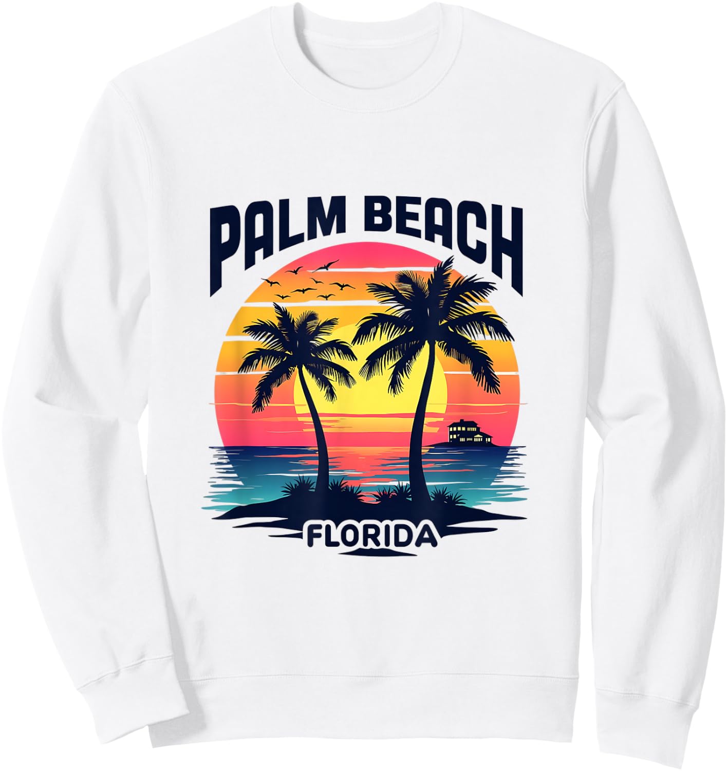 Palm Beach Florida Sunset Tropical Paradise Sweatshirt - Sweatshirt | White
