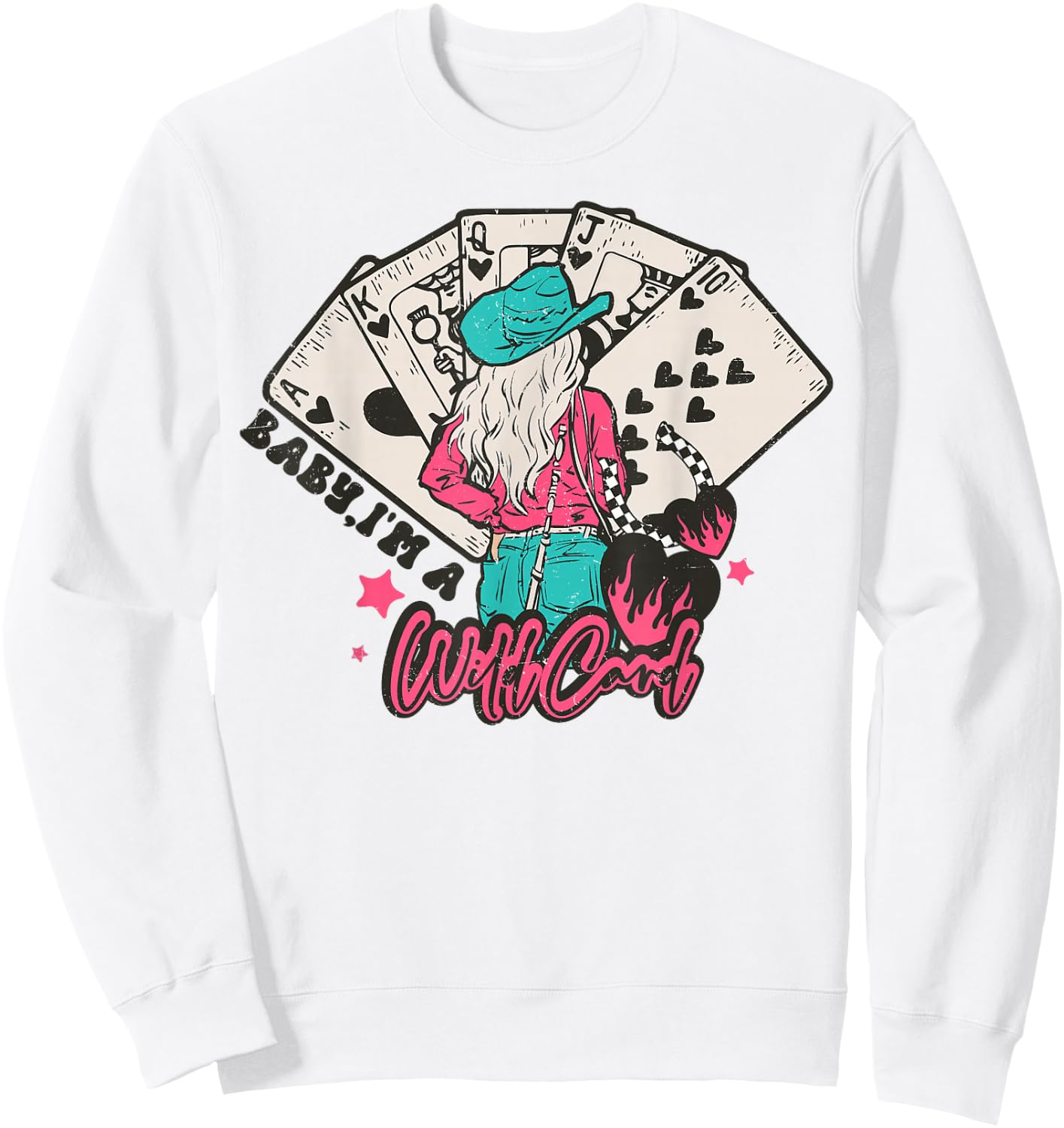 Baby I'm a WildCard Western Cowgirl Vintage Country Sweatshirt - Sweatshirt | White
