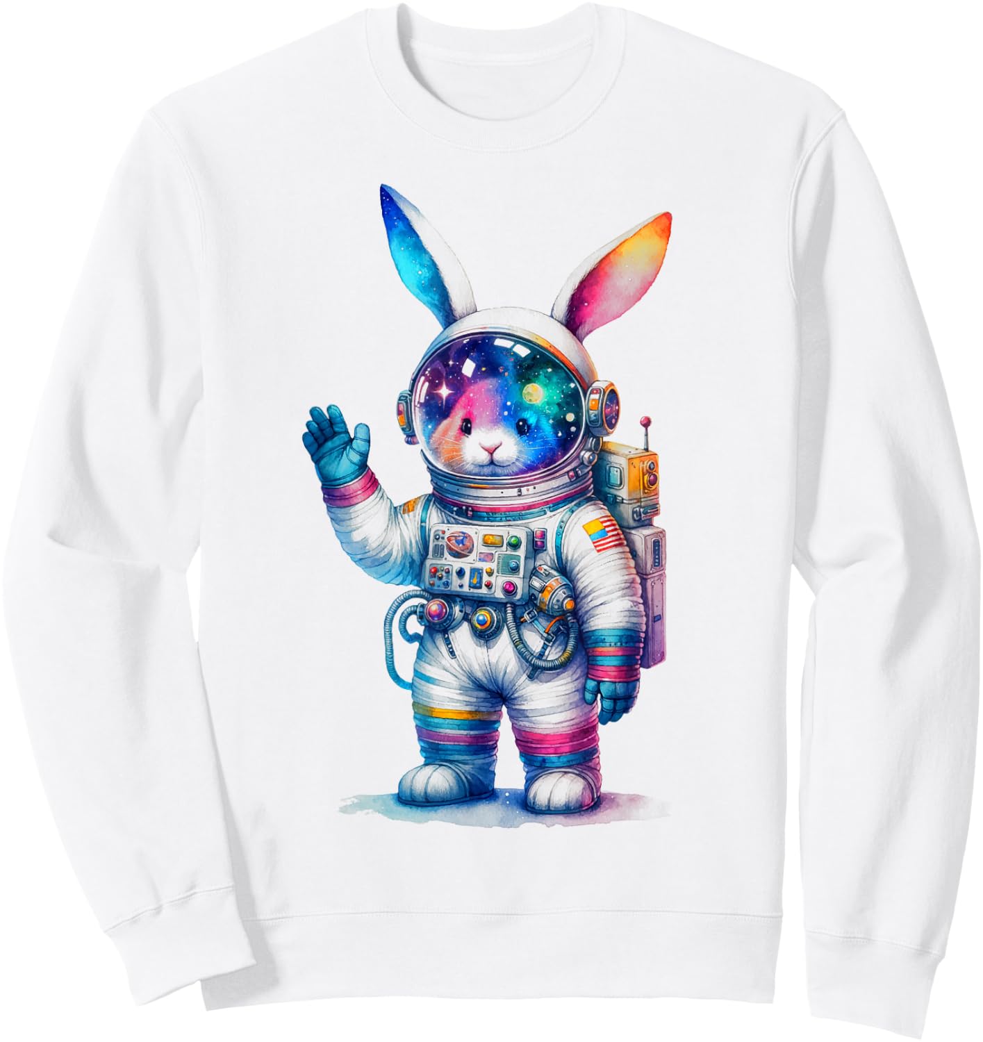 Astronaut Bunny Easter Day Rabbit USA Funny Outer Space Sweatshirt - Sweatshirt | White