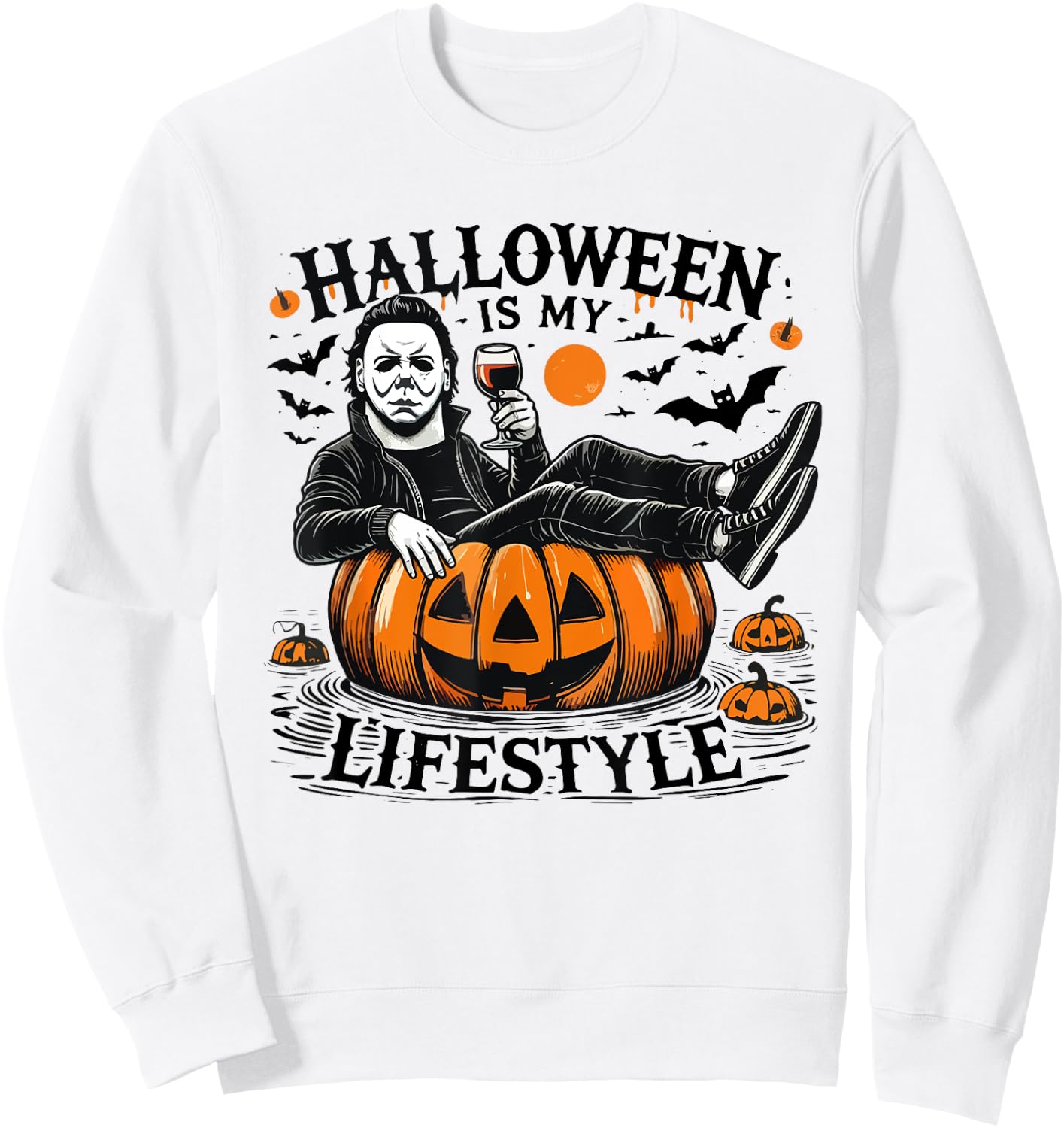 Halloween Is My Lifestyle Halloween Spooky Pumpkin Skeleton Sweatshirt - Sweatshirt | White