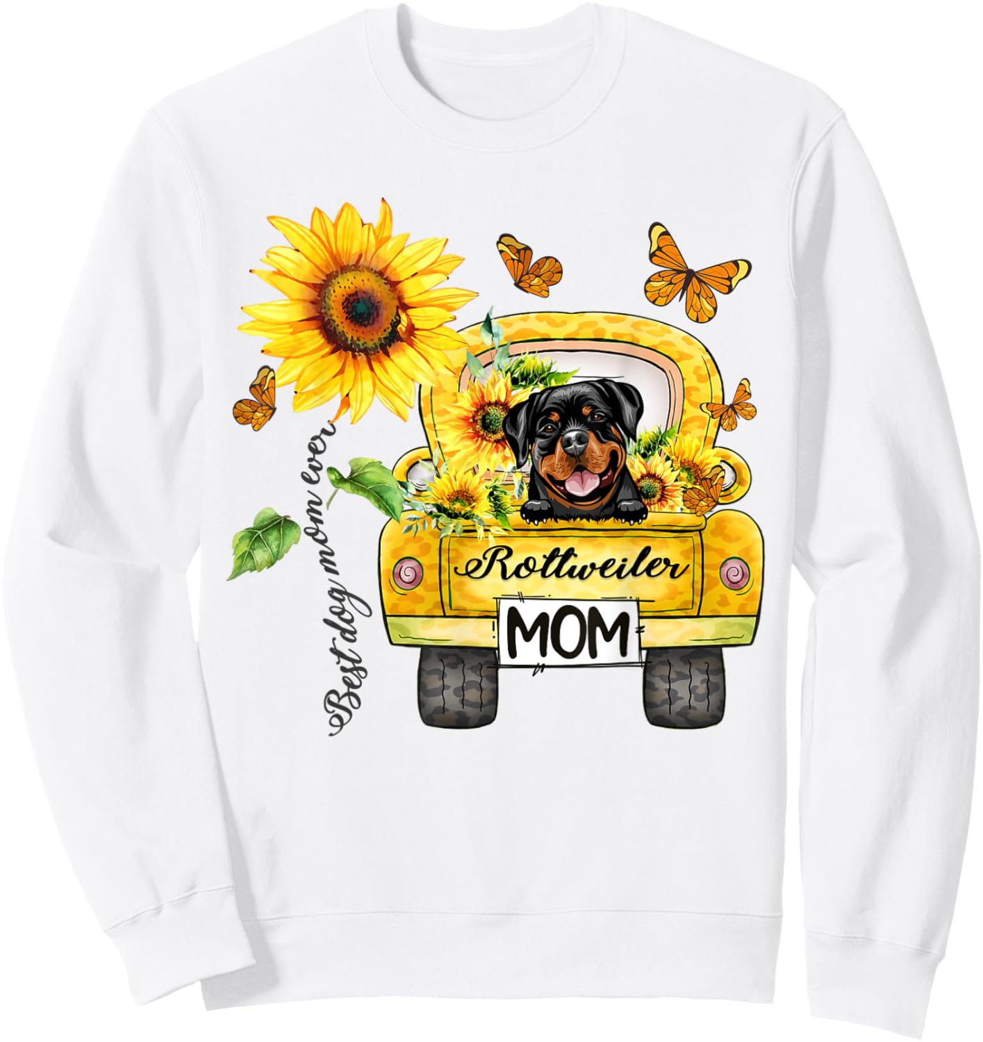 Rottweiler Mom Sunflower Best Dog Mom Ever Mother's Day Men Women Kids Sweatshirt - Sweatshirt | White