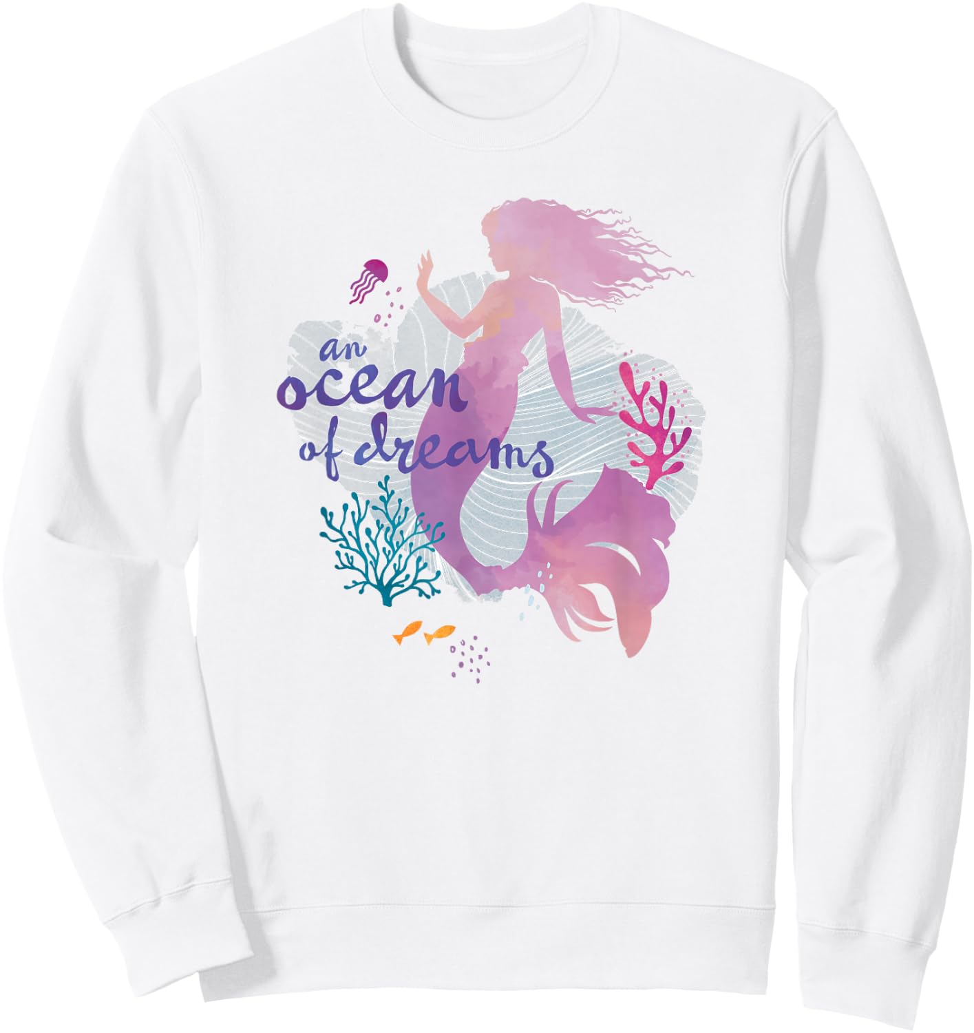 Disney The Little Mermaid An Ocean Of Dreams Silhouette Sweatshirt - Sweatshirt | White