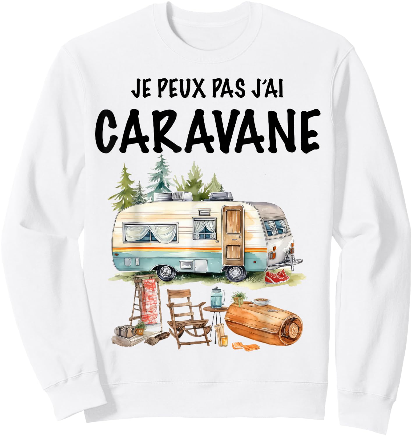 Homme Camping Caravane Rando Beau Dessin Papa Papy Tonton Sweatshirt - Sweatshirt | White