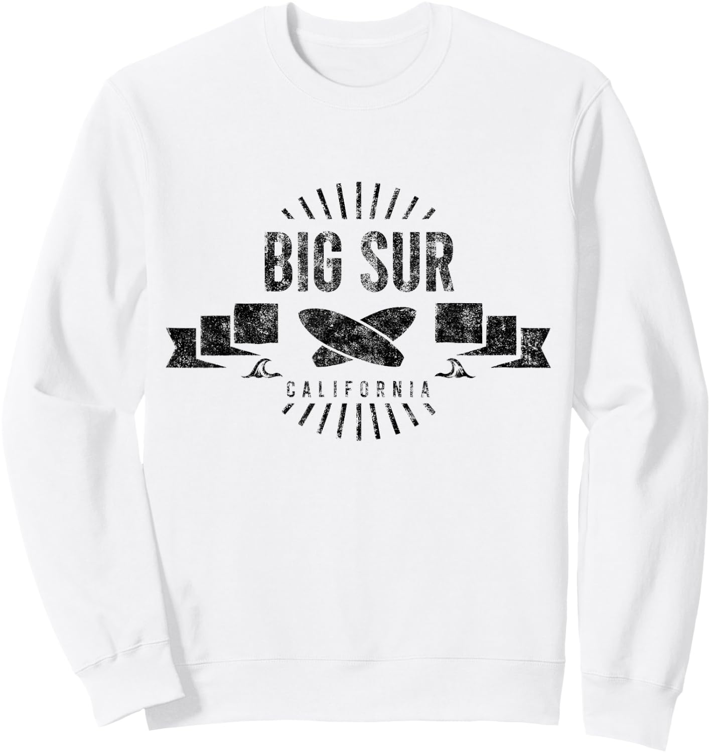 Big Sur Surf Cali Vintage Surfing Beach Retro Surfboard Men Women Girls Kids Sweatshirt - Sweatshirt | White
