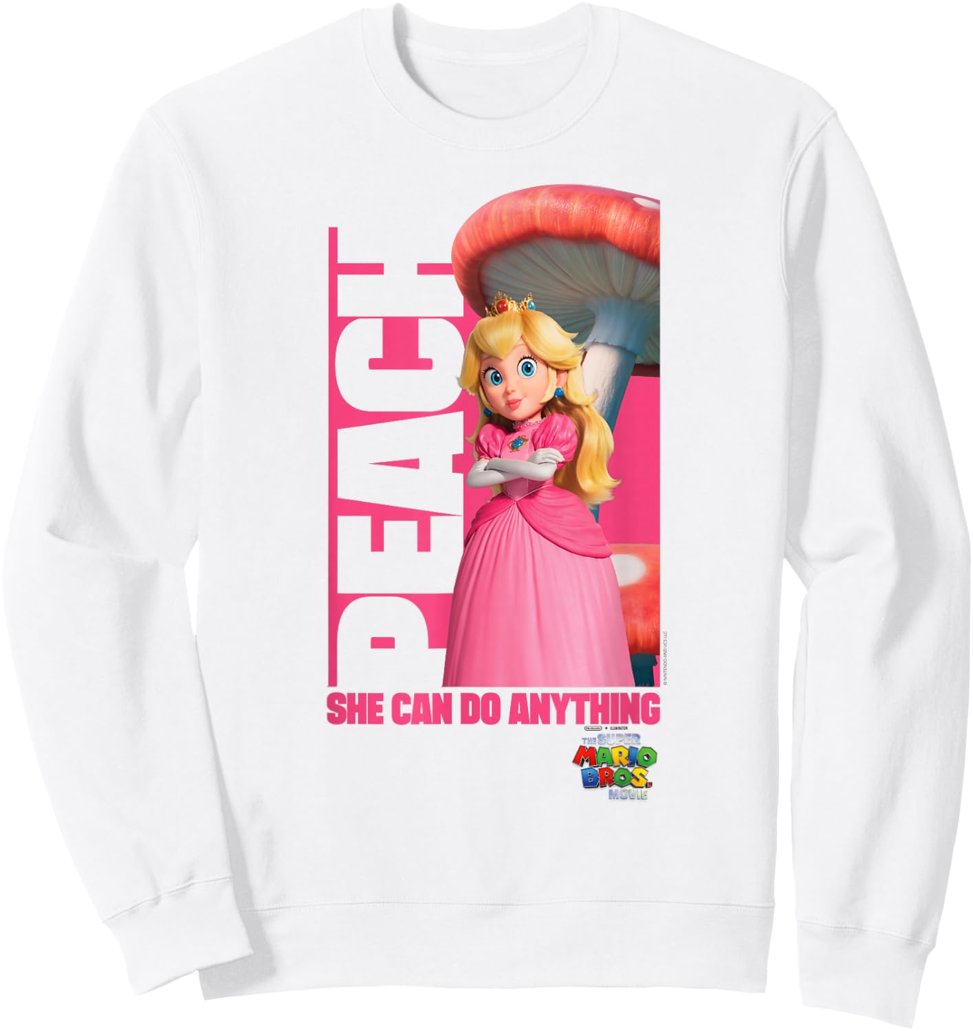 The Super Mario Bros. Movie She Can Do Anything Peach Poster , White Sweatshirt - Sweatshirt | White