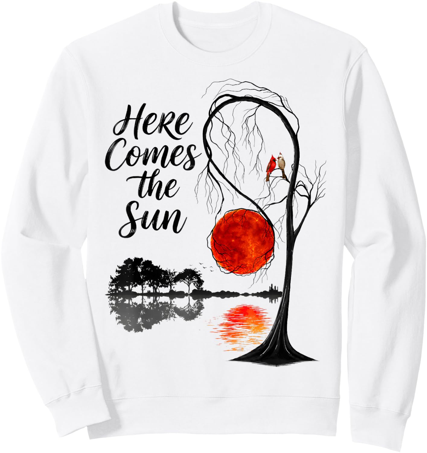 Vintage Guitar Lake Here Comes The Sun Summer Beach Gifts Sweatshirt - Sweatshirt | White