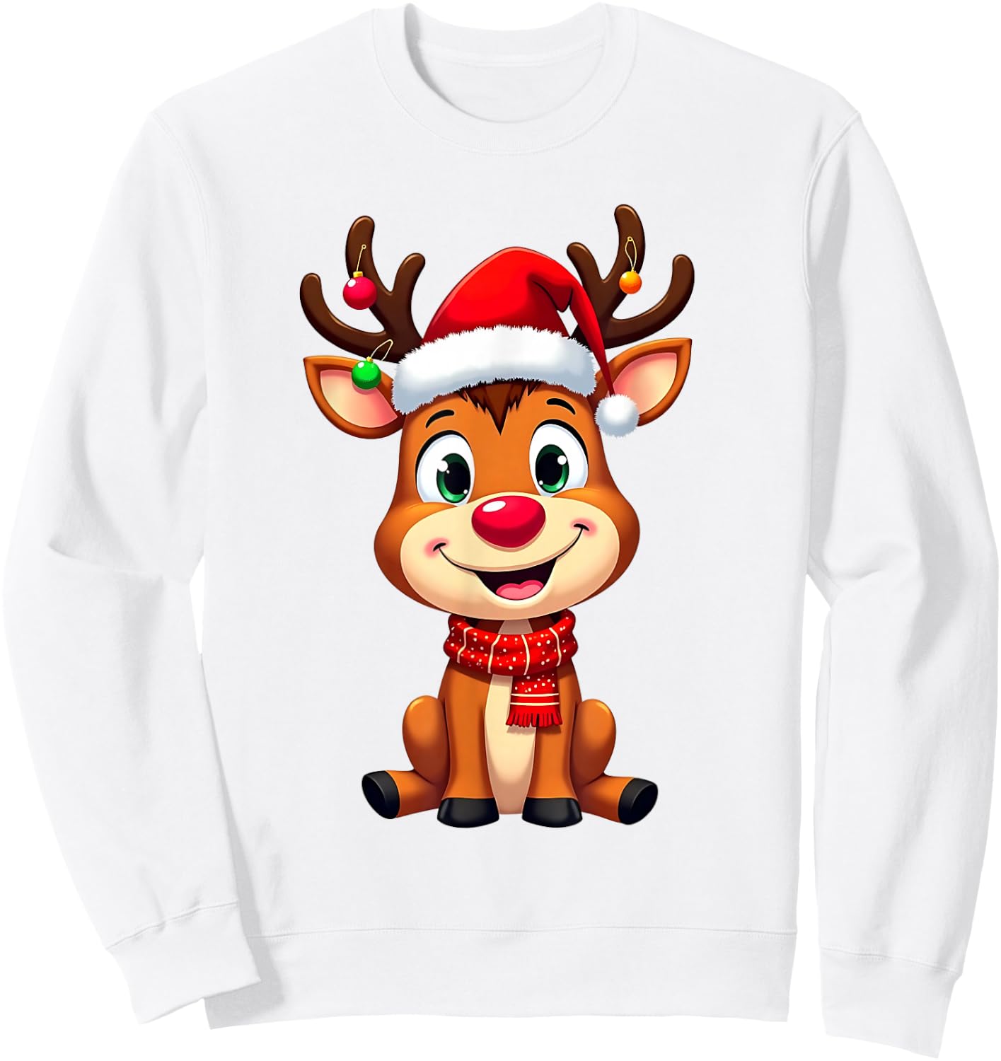 Merry Reindeer Santa Hat and Christmas Lights Boys Clothes , Red, S Sweatshirt - Sweatshirt | White