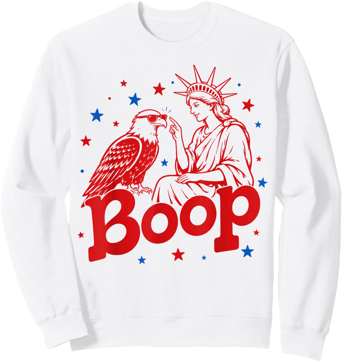 Boop Vintage Girl and Eagle Funny Patriotic Retro Art Sweatshirt - Sweatshirt | White