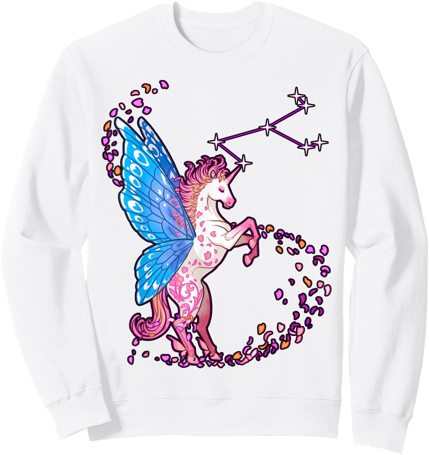 Fairy winged unicorn constellation Fantasy Anime style Sweatshirt - Sweatshirt | White