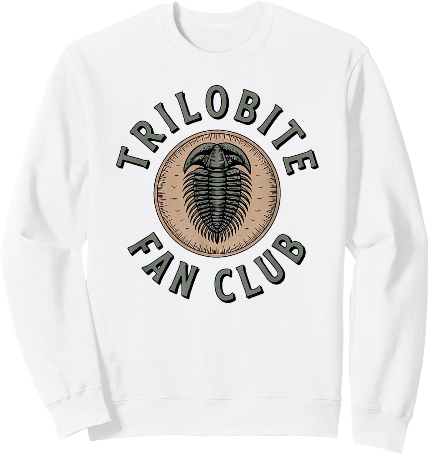 Trilobite Enthusiast Vintage Circle Logo Fossil Club Design Sweatshirt - Sweatshirt | White