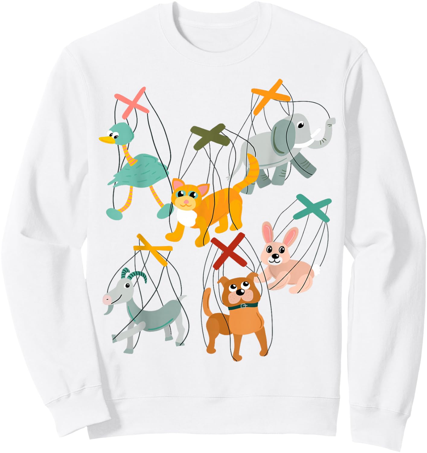 Collage of Marionettes Cute Animals Puppets Sweatshirt - Sweatshirt | White