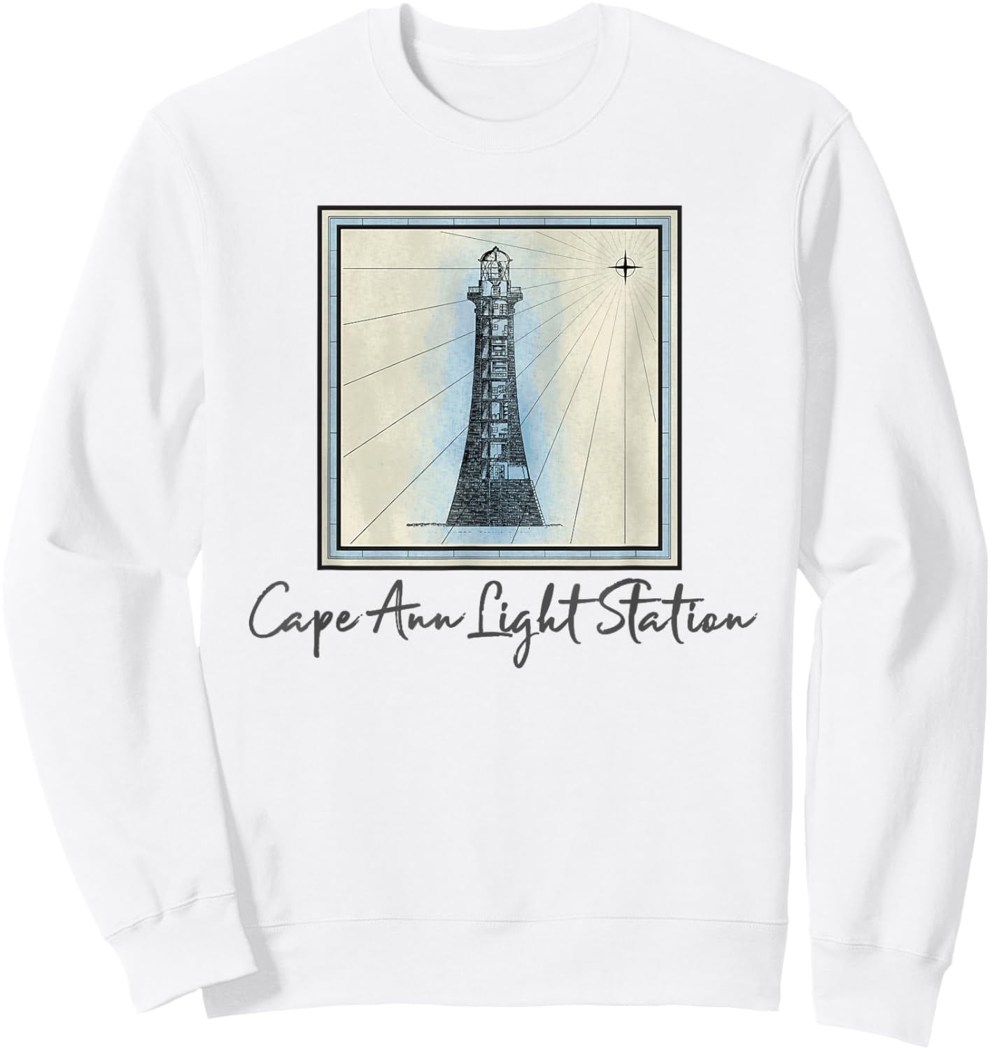 Cape Ann Light Station Lighthouse Rockport Massachhusetts Sweatshirt - Sweatshirt | White