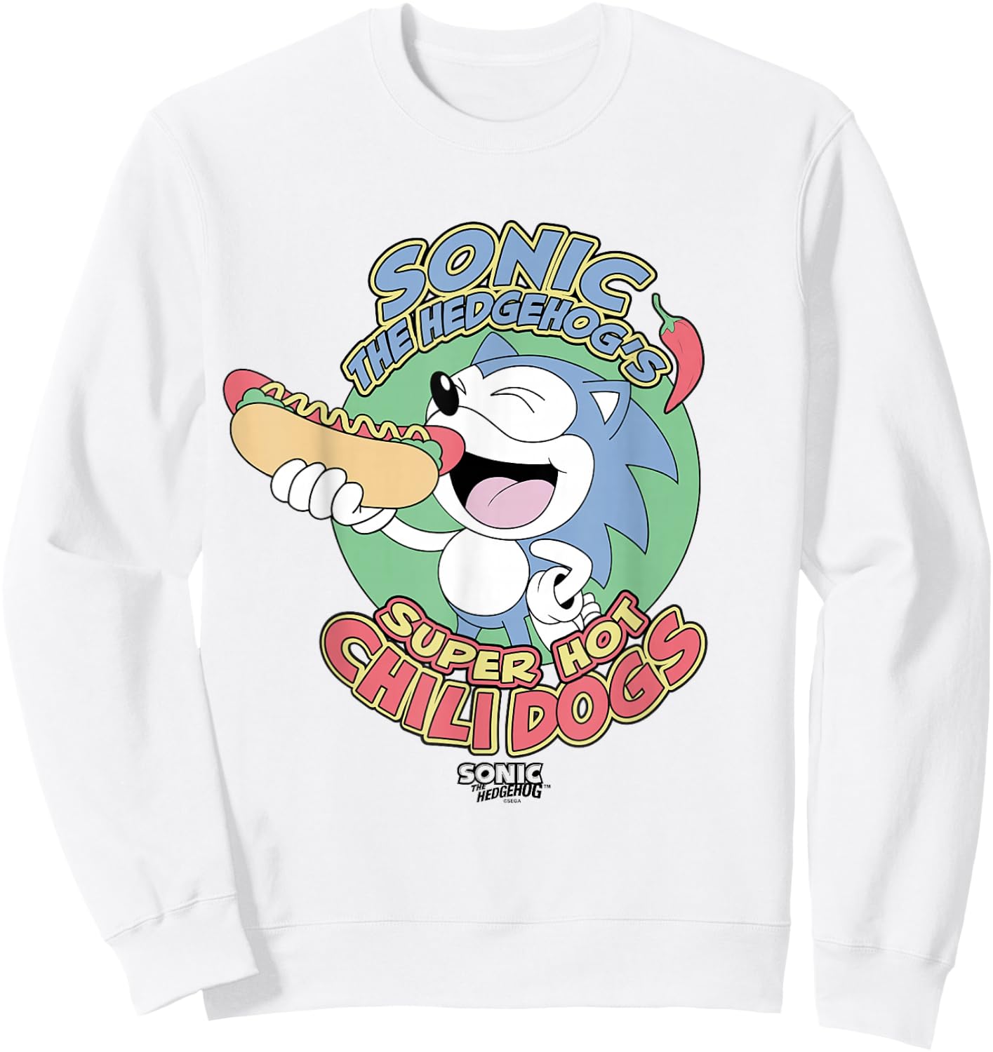 Sonic The Hedgehog Super Hot Chili Dogs Retro Ad Sweatshirt - Sweatshirt | White