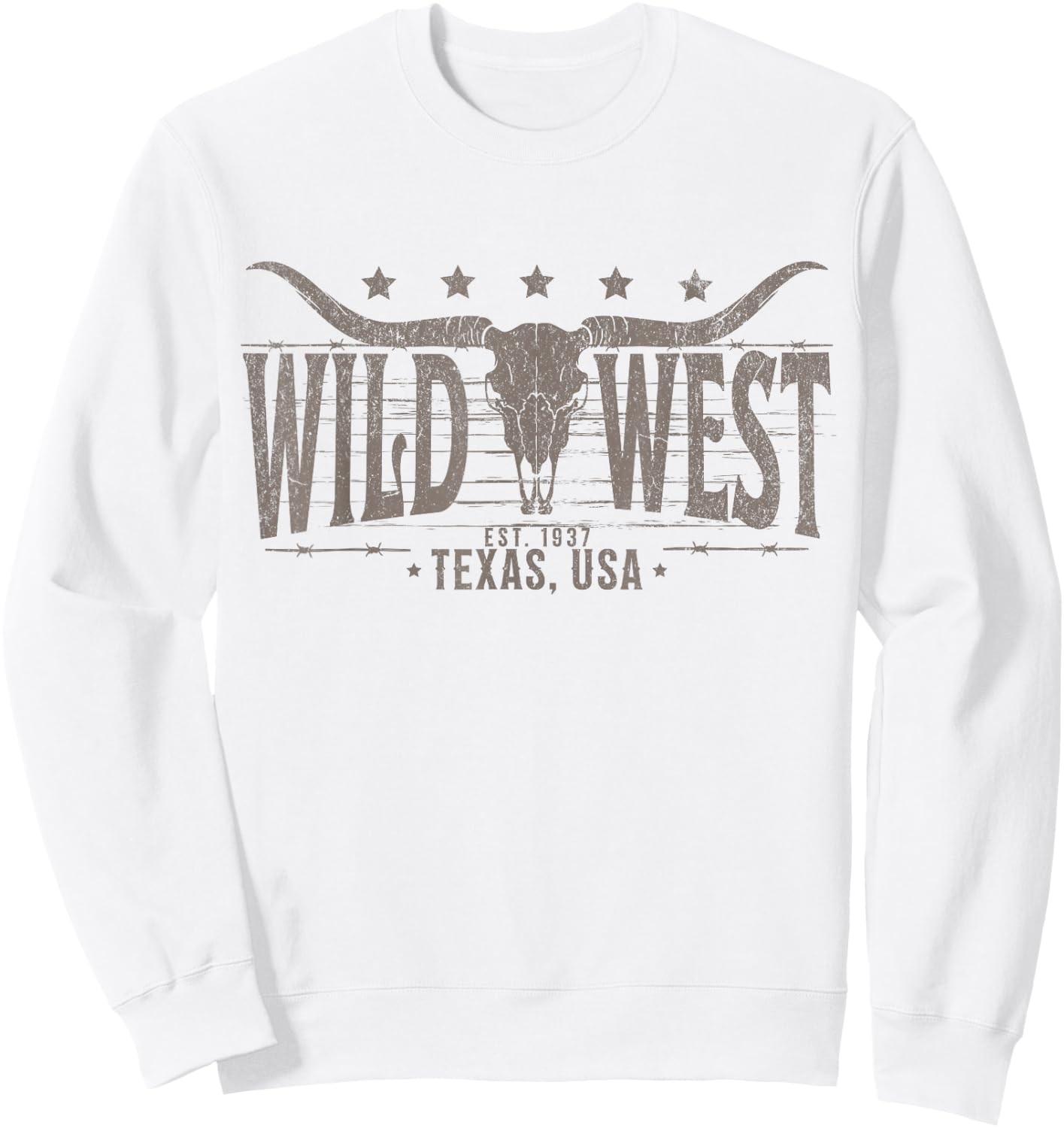 Cow Bull Skull Skull Western Country Music Trip Sweatshirt - Sweatshirt | White
