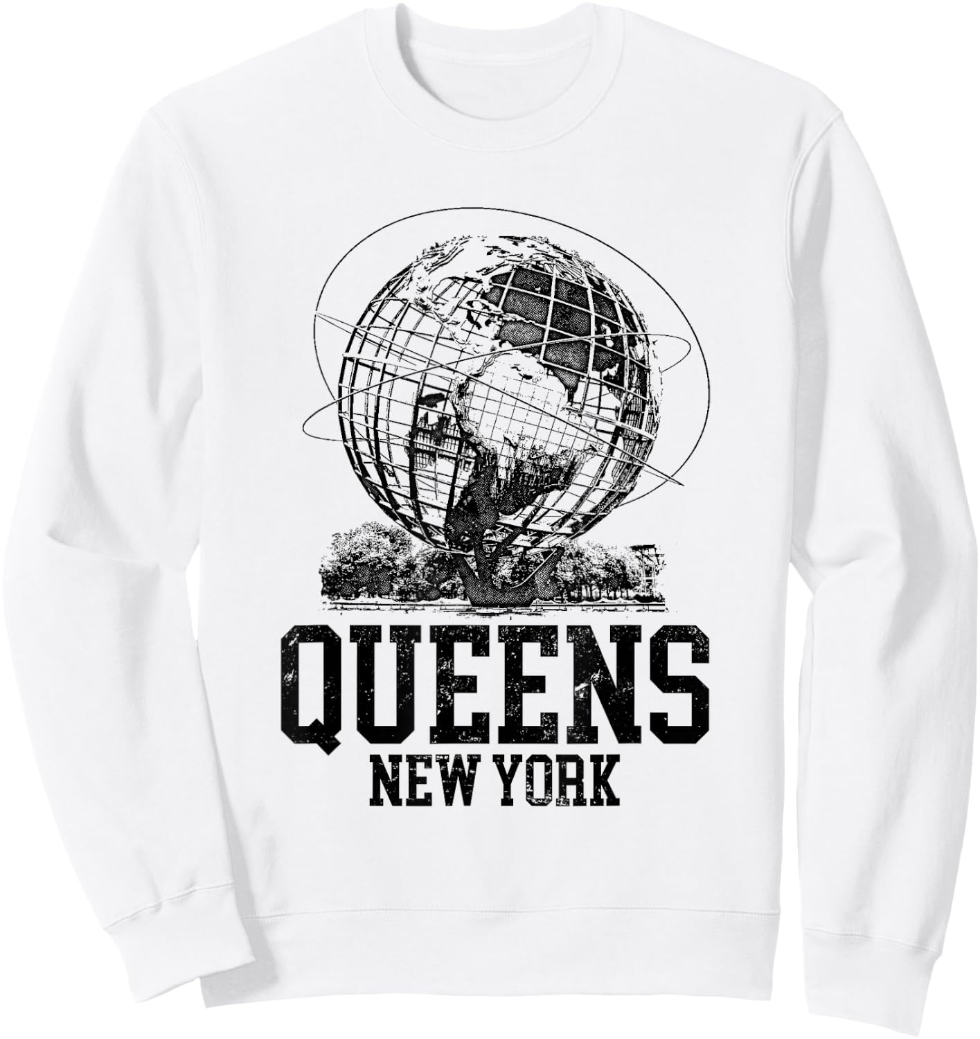 Queens New York - Flushing Meadows - World's Fair Unisiphere Sweatshirt - Sweatshirt | White