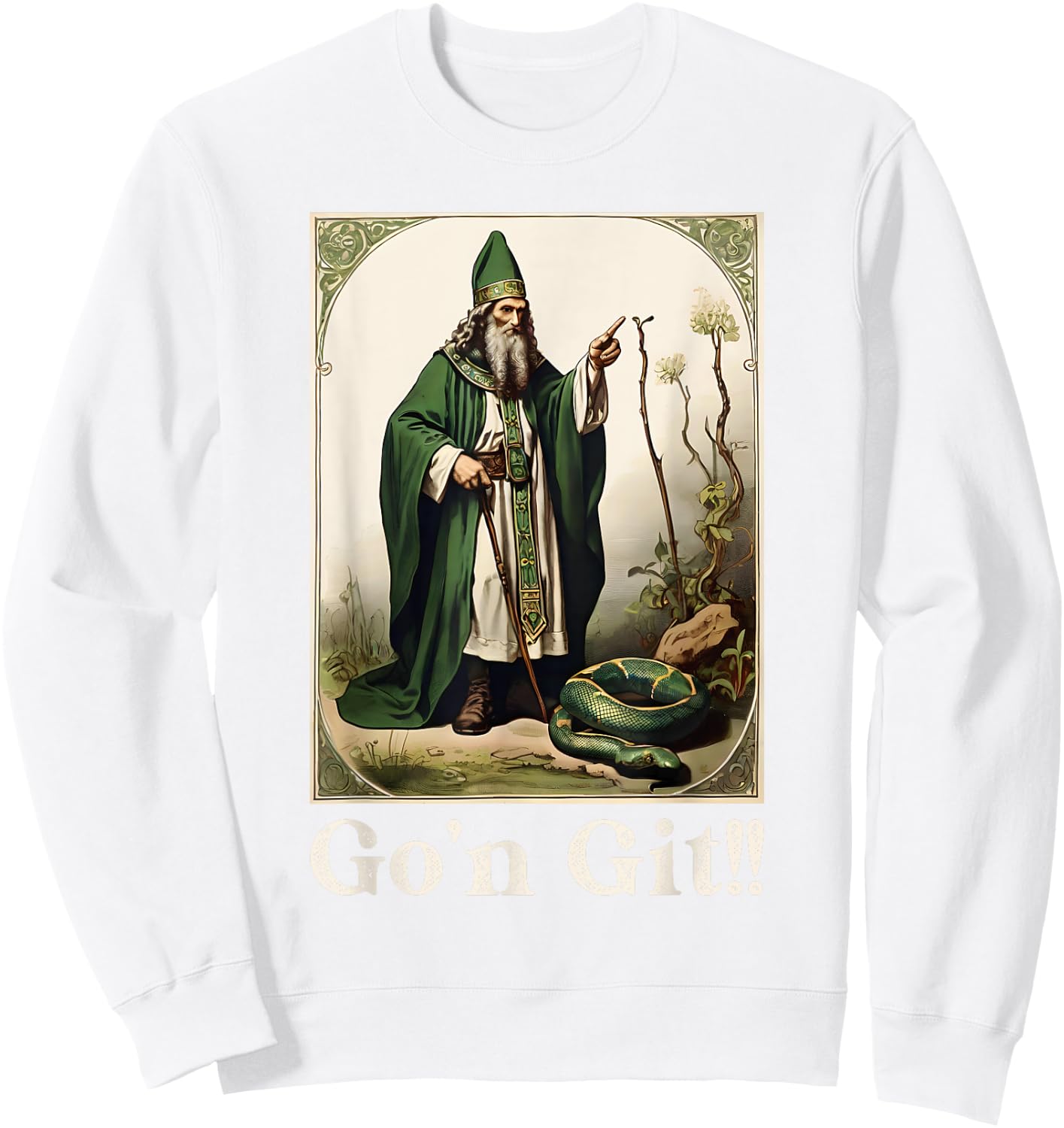 Go’n Git Saint Patrick Day Snake Funny Sweatshirt - Sweatshirt | White