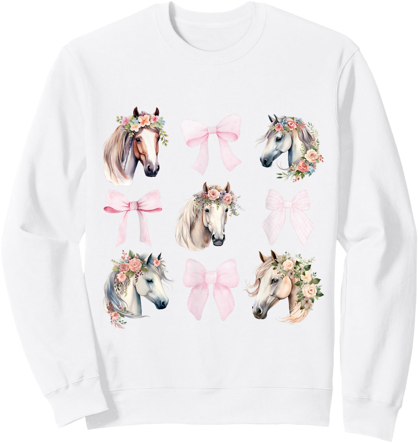 Coquette Horse Riding Wild Flowers Horse Lover Sweatshirt - Sweatshirt | White