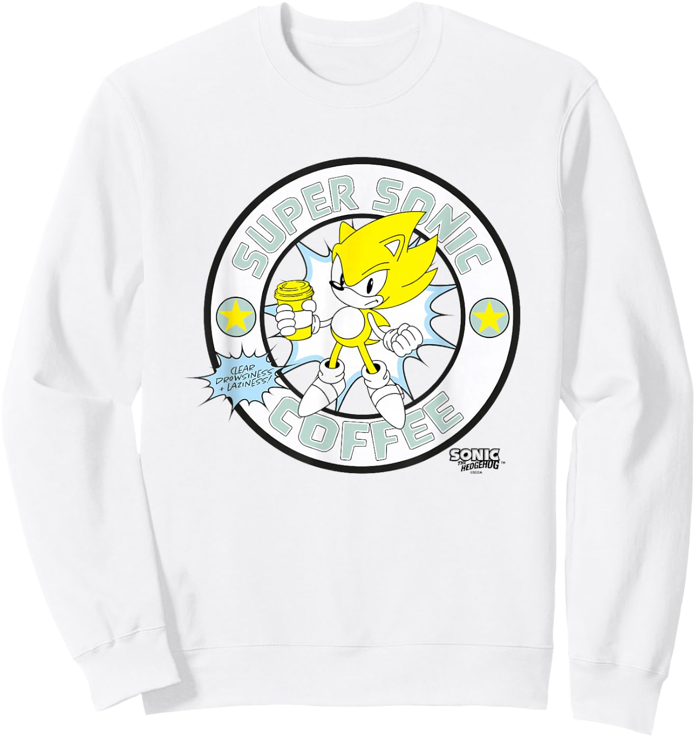 Sonic The Hedgehog Super Sonic Coffee Vintage Logo Sweatshirt - Sweatshirt | White