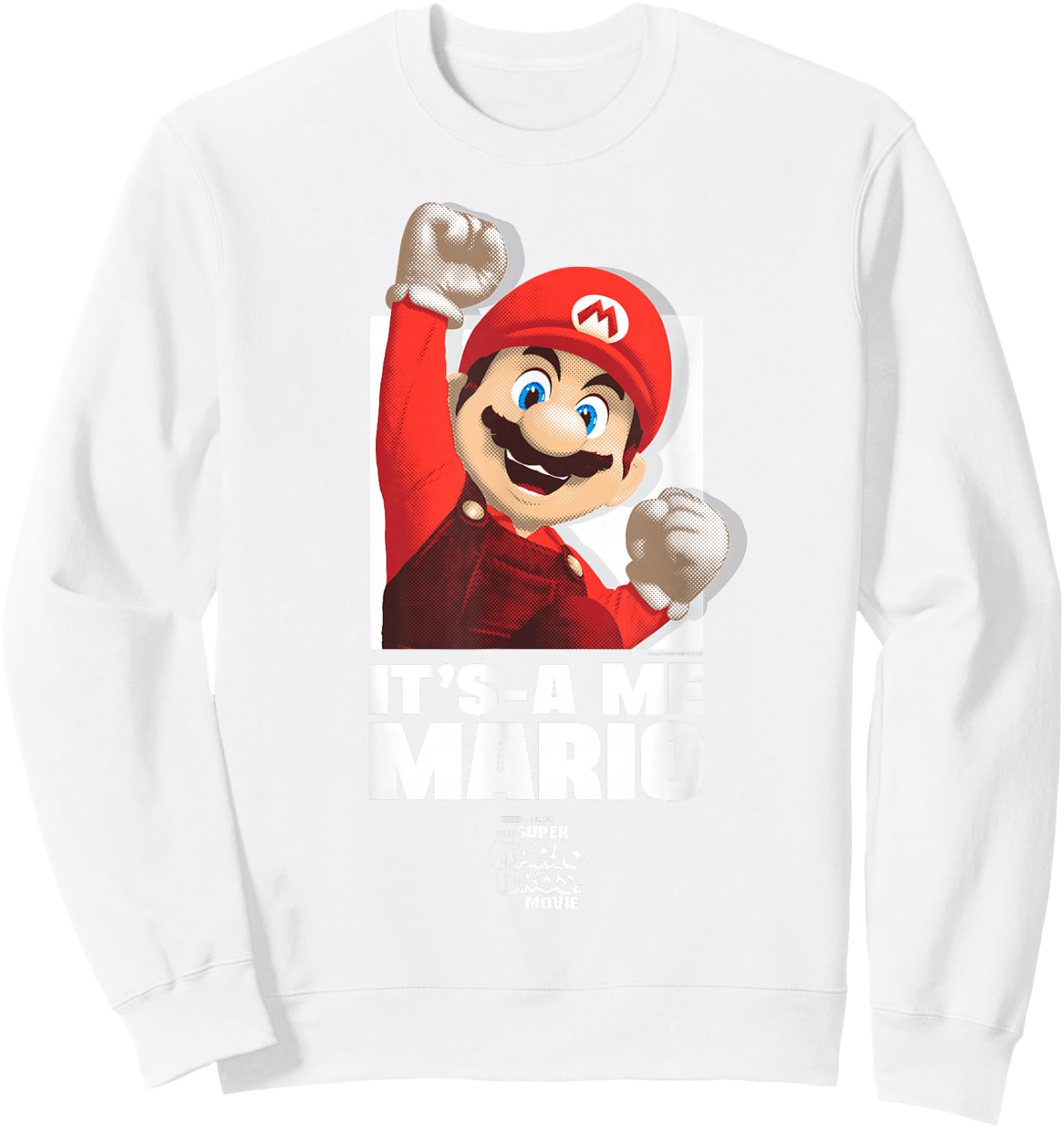 The Super Mario Bros. Movie It's-a Me Mario Portrait , blue Sweatshirt - Sweatshirt | White