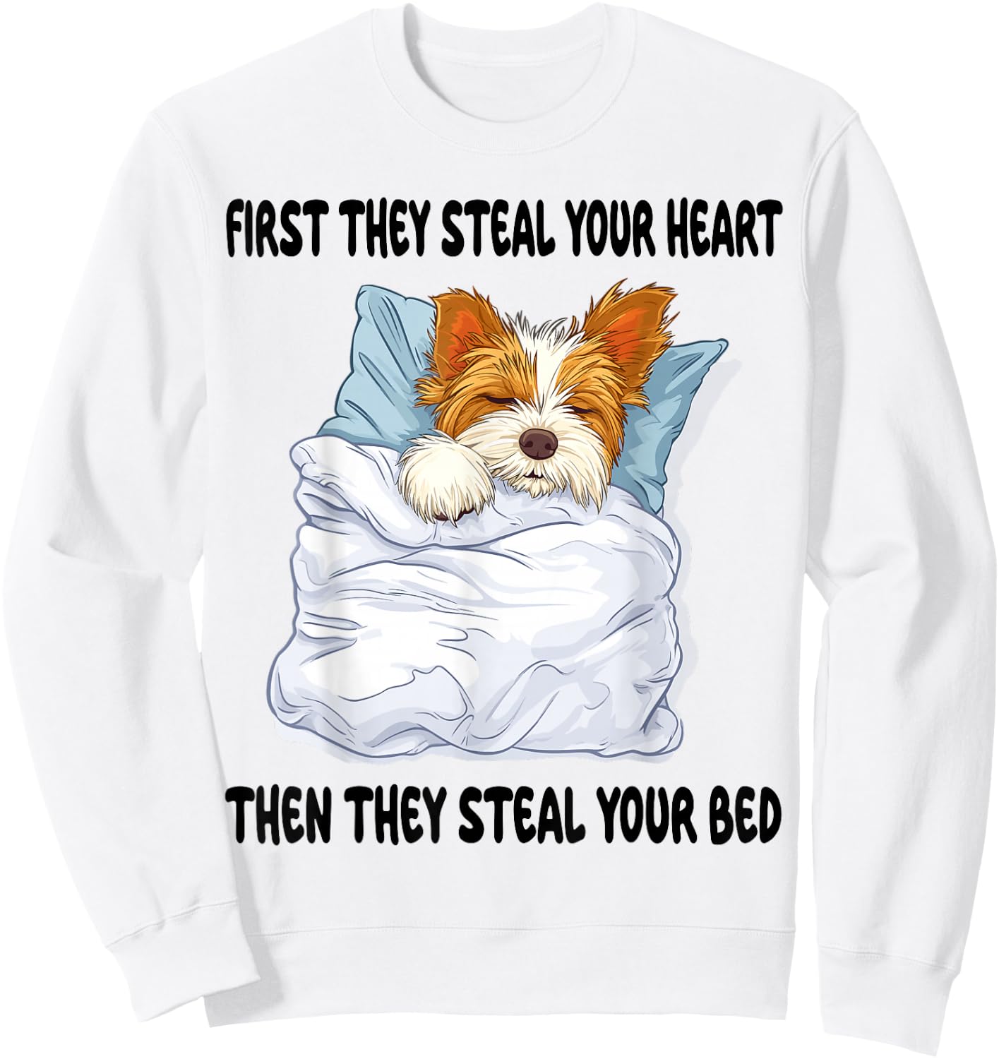 Biewer Terrier Sleeping Pajamas Nightgown Sweatshirt - Sweatshirt | White