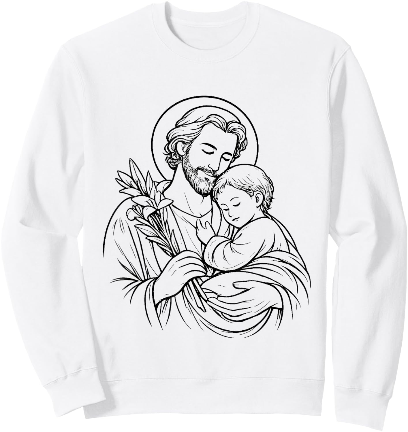 Motif Saint Joseph Catholique Fête des Pères Sweatshirt - Sweatshirt | White