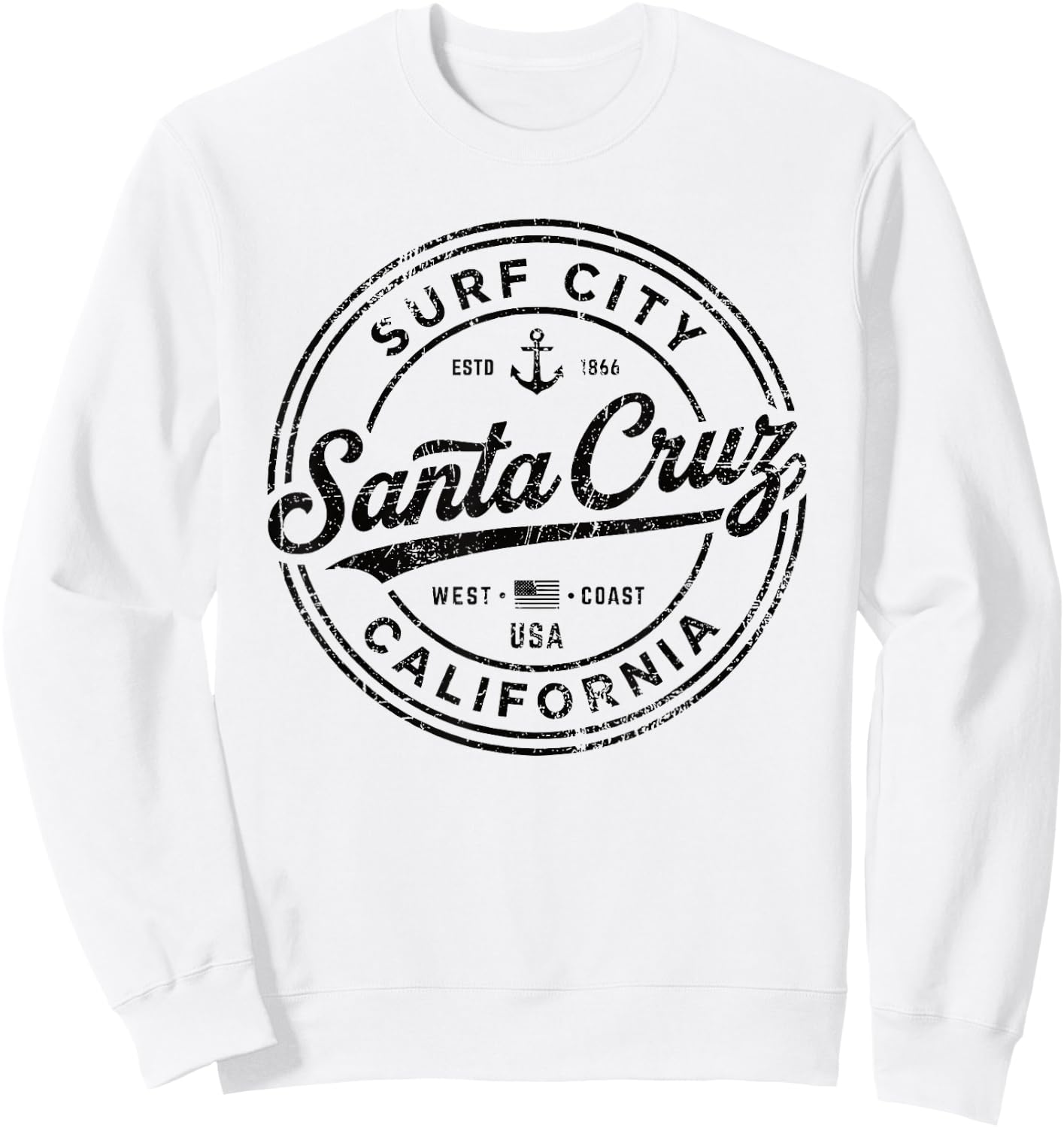 Vintage Santa Cruz Surf City California West Coast. Retro Sweatshirt - Sweatshirt | White