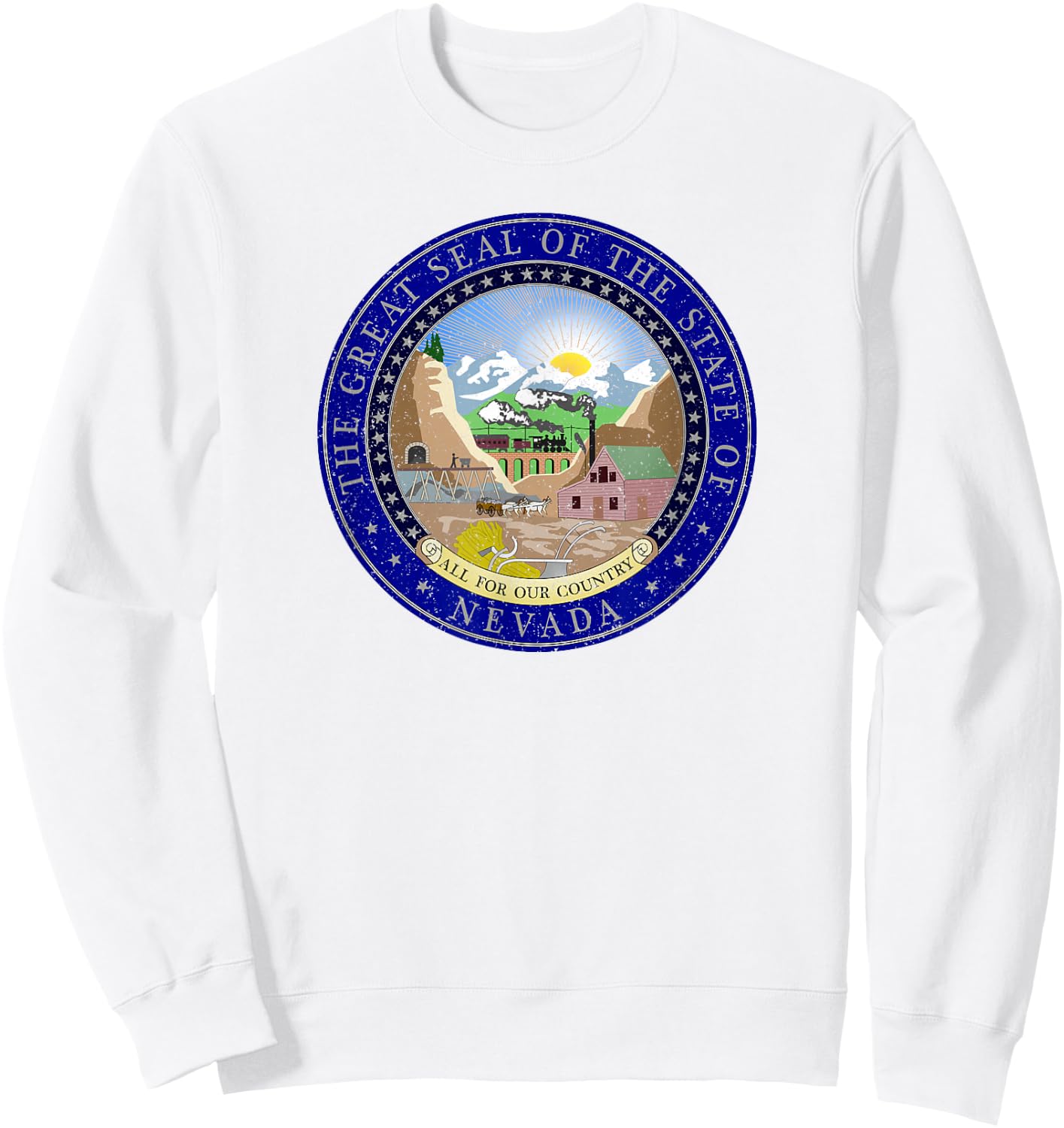 Nevada State Seal Flag Symbol Sweatshirt - Sweatshirt | White