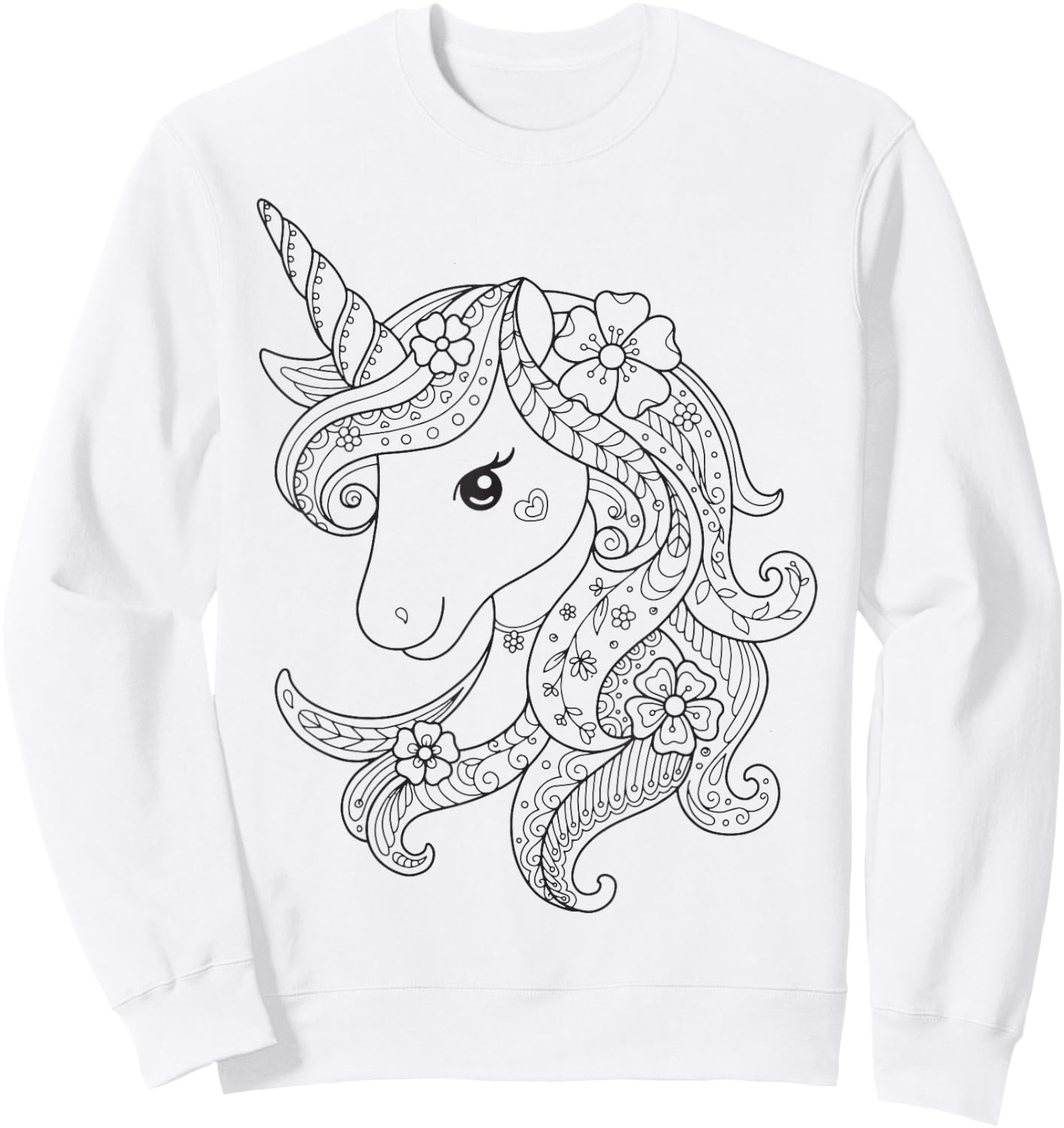 Cute Unicorn to Paint & Colour for Kids , White Sweatshirt - Sweatshirt | White