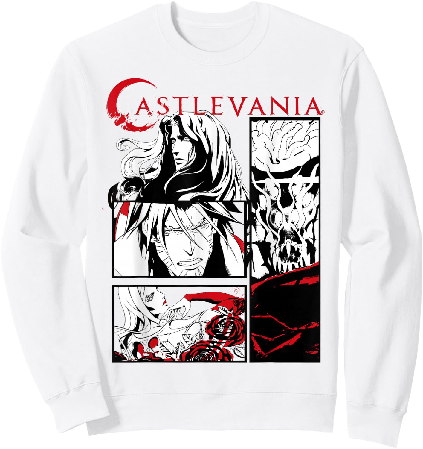Castlevania Black & White Comic Panels Sweatshirt - Sweatshirt | White