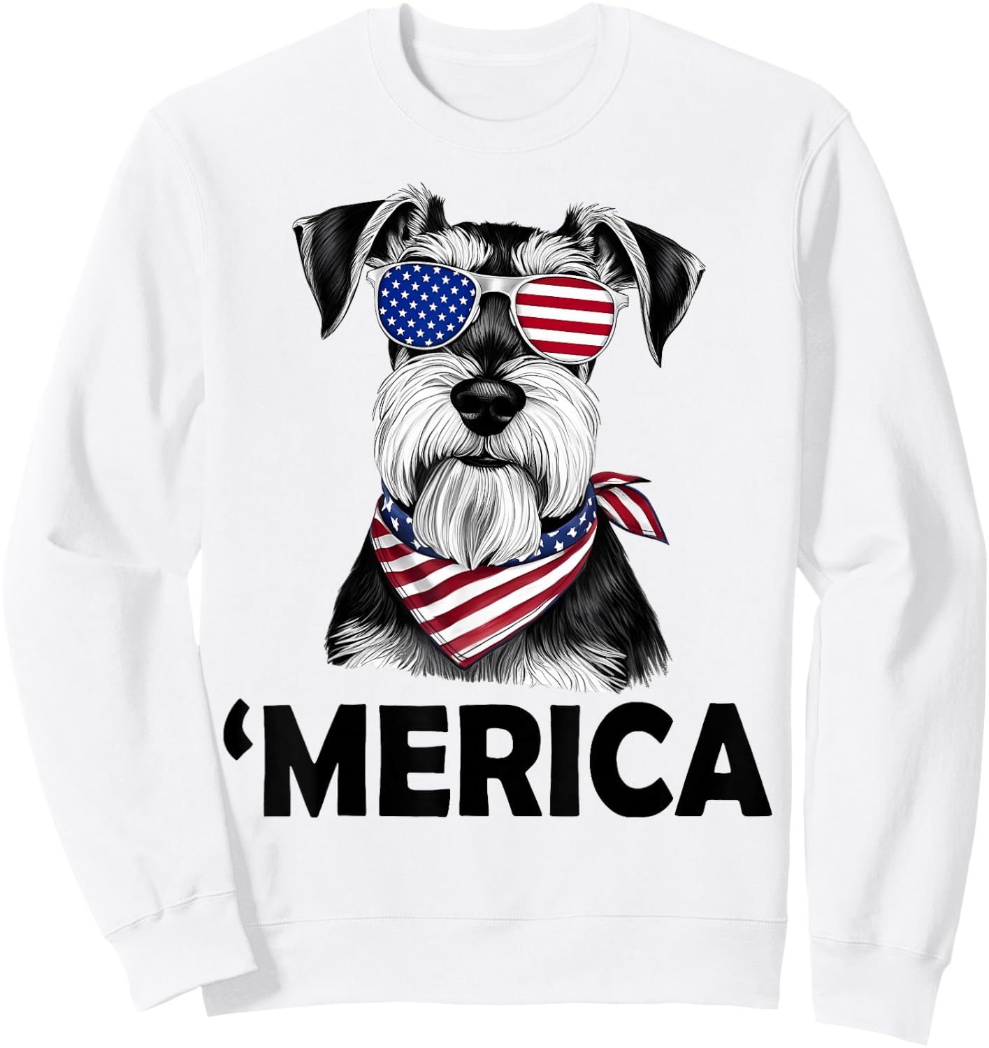 Miniature Schnauzer 4th of July ‘Merica Patriotic Sweatshirt - Sweatshirt | White