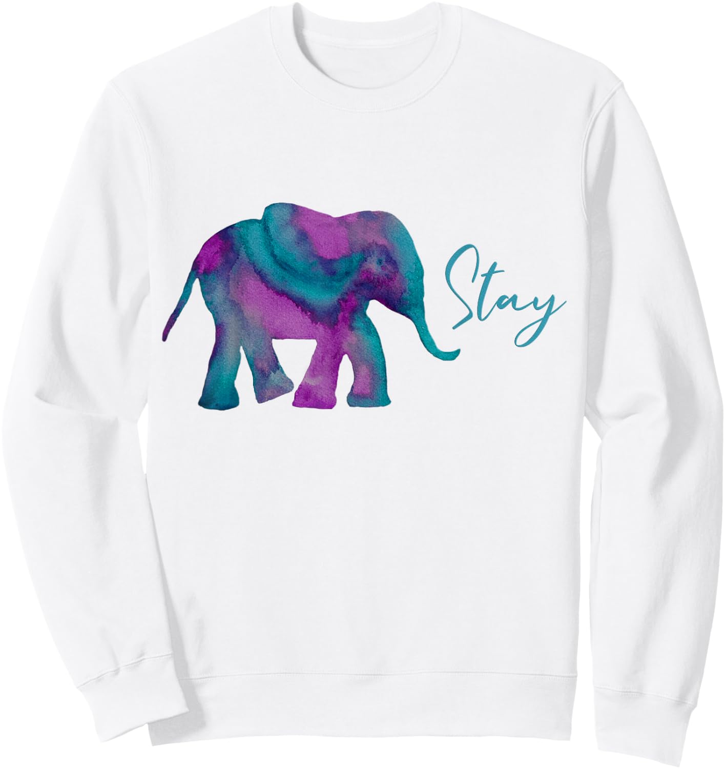 Stay Suicide Prevention Teal Purple Elephant Mental Health Sweatshirt - Sweatshirt | White